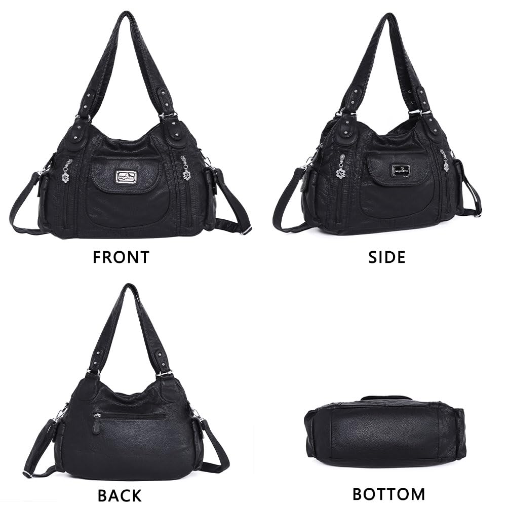 Angel Kiss Women's Large Shoulder Bag - Stylish Hobo Tote Purse with Multiple Pockets, Faux Leather Satchel Handbag for Work, Travel & Everyday Use