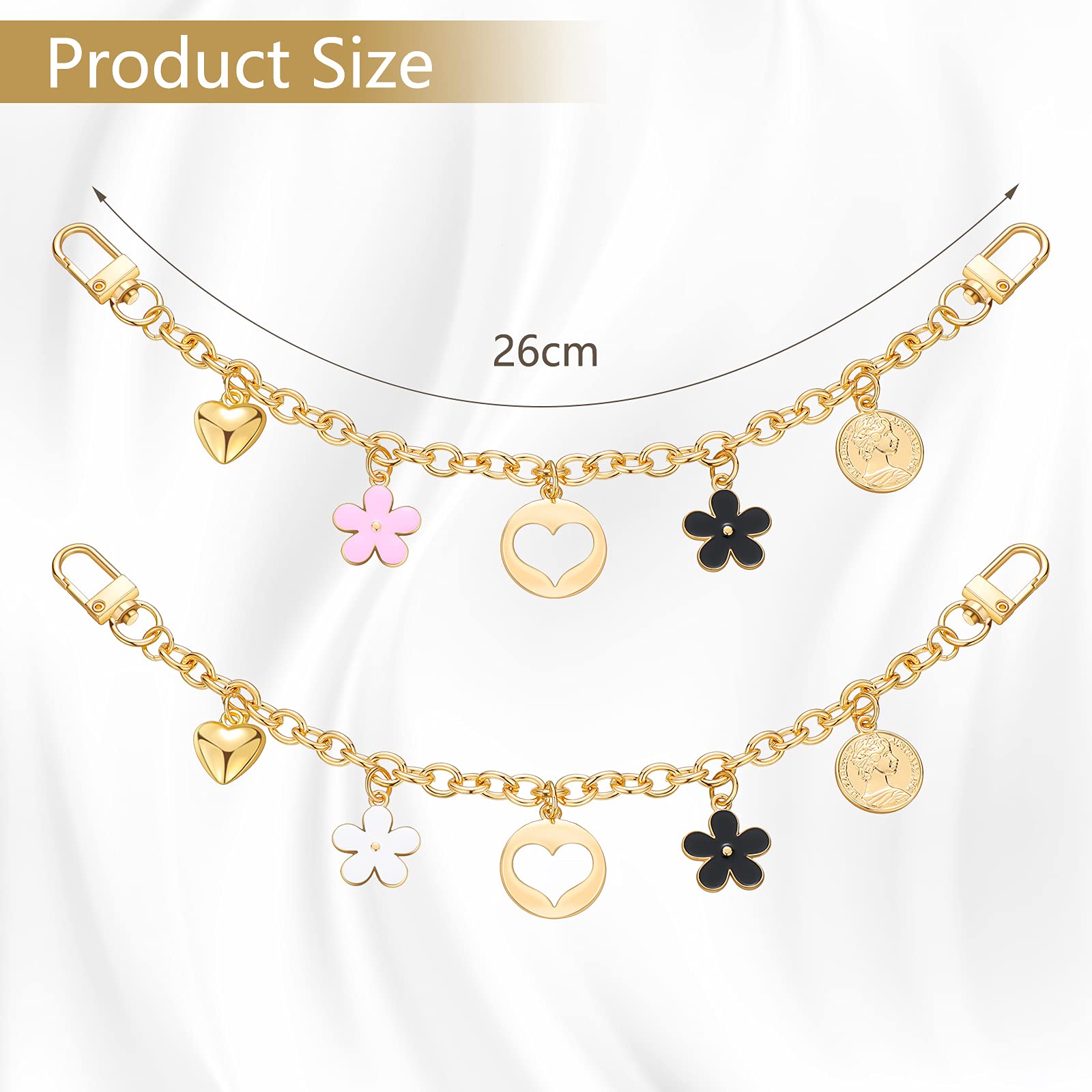 2 Pack Handbag Chain Straps Replacement - Adjustable Purse Shoulder Bag Strap with Clasps for Crossbody Bags, Totes & Clutches | Fashion Accessory & Decorative Upgrade for Women's Handbags
