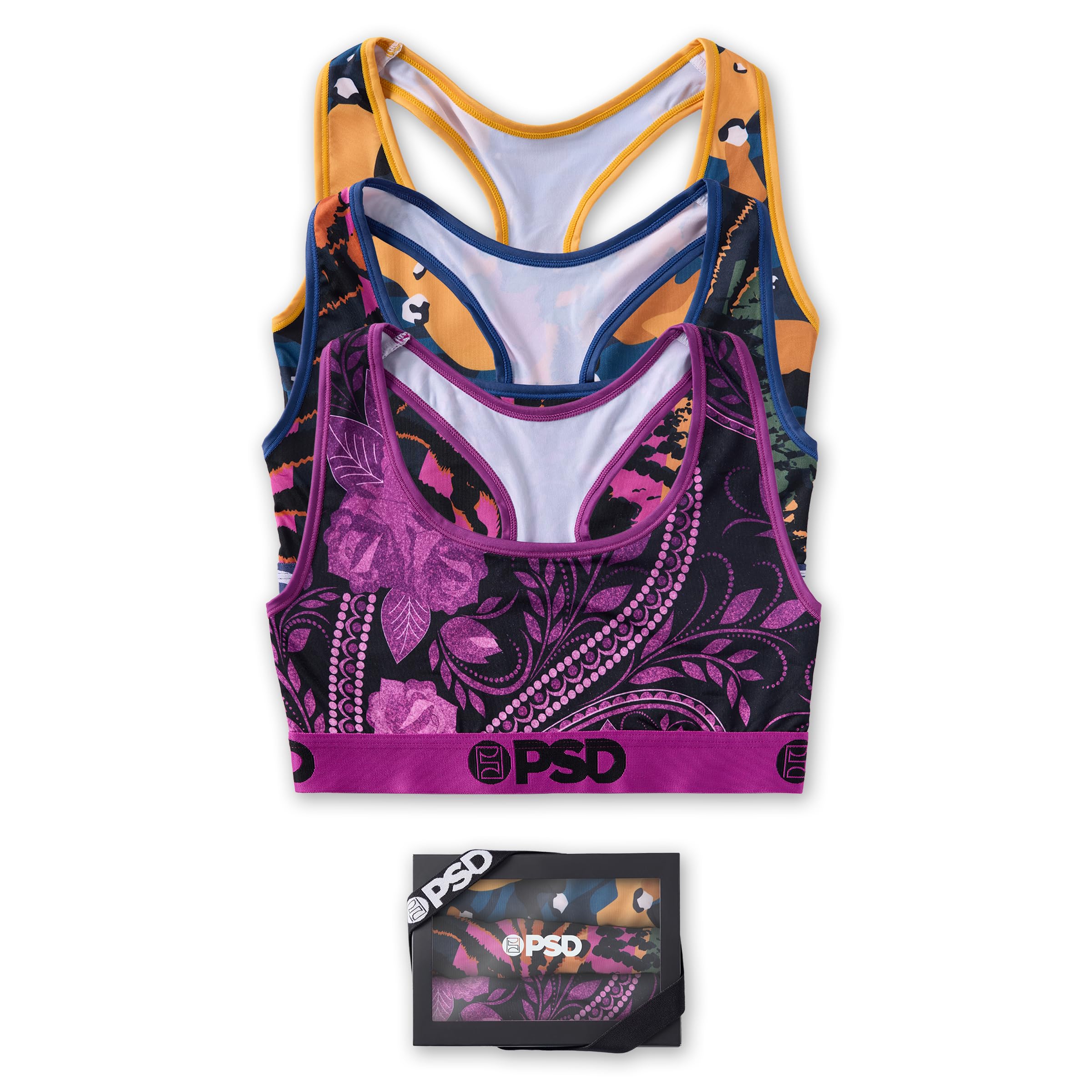 PSD Women's Basic Solid Sports Bra - Breathable Racerback Workout Bra with Microfiber Fabric | Yoga, Running, Gym & Activewear
