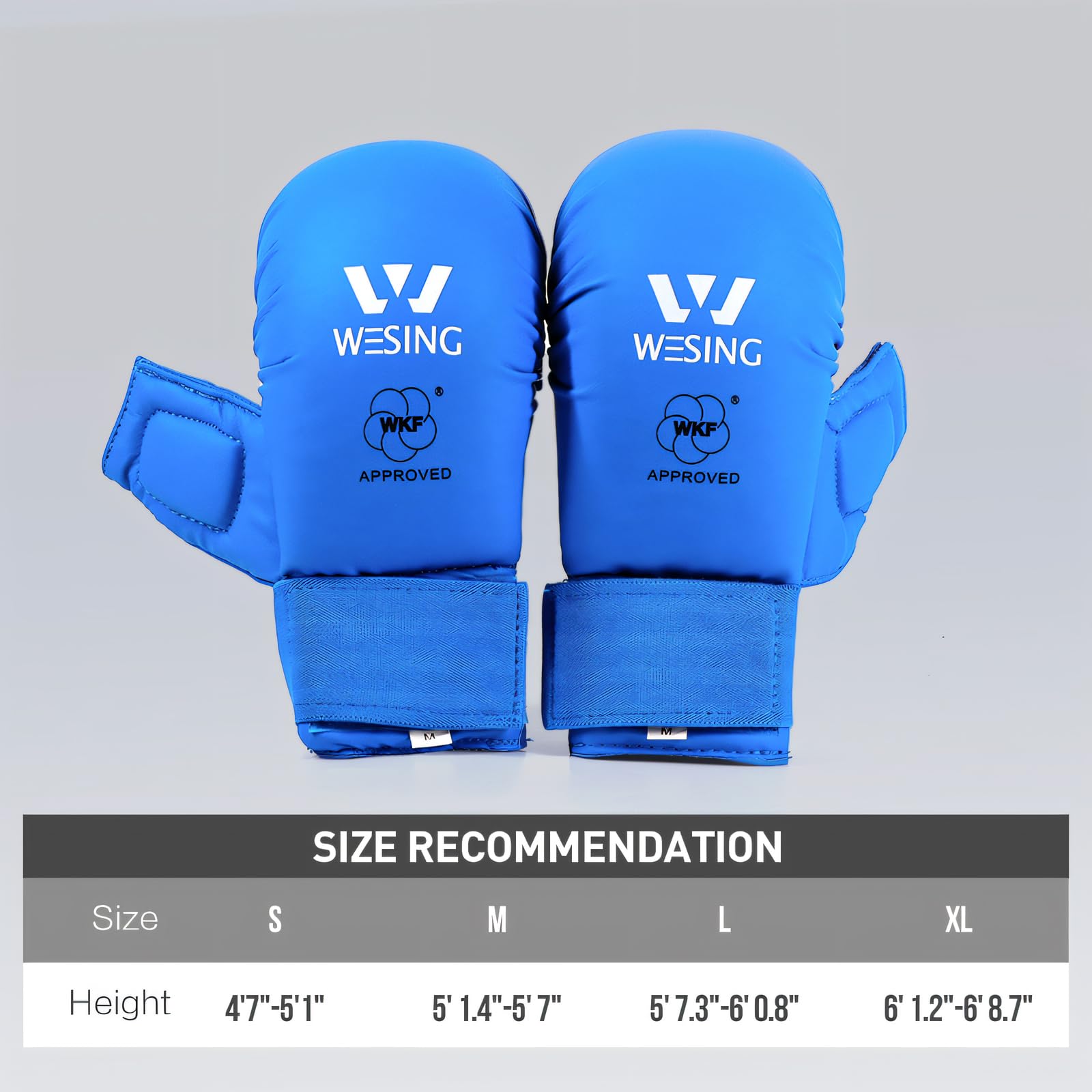 Wesing WKF Approved Sparring Karate Gloves with Thumb Protection - Blue & Red for Training & Competition | Martial Arts, Taekwondo, Kickboxing Gear