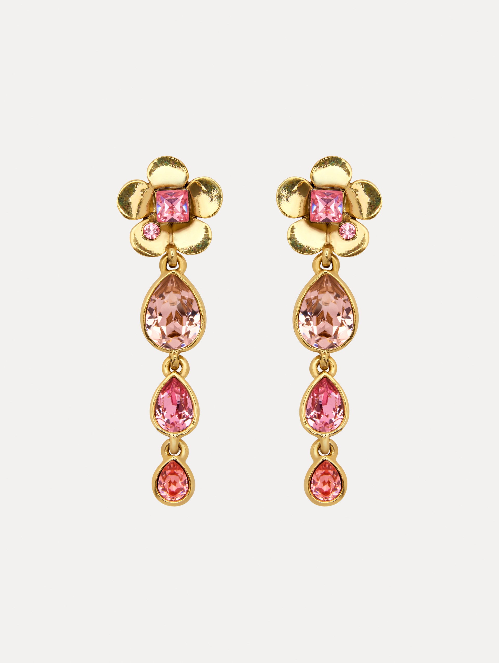 Elegant Flower Teardrop Clip-On Earrings for Women - Hypoallergenic Fashion Jewelry for Parties, Weddings & Special Occasions