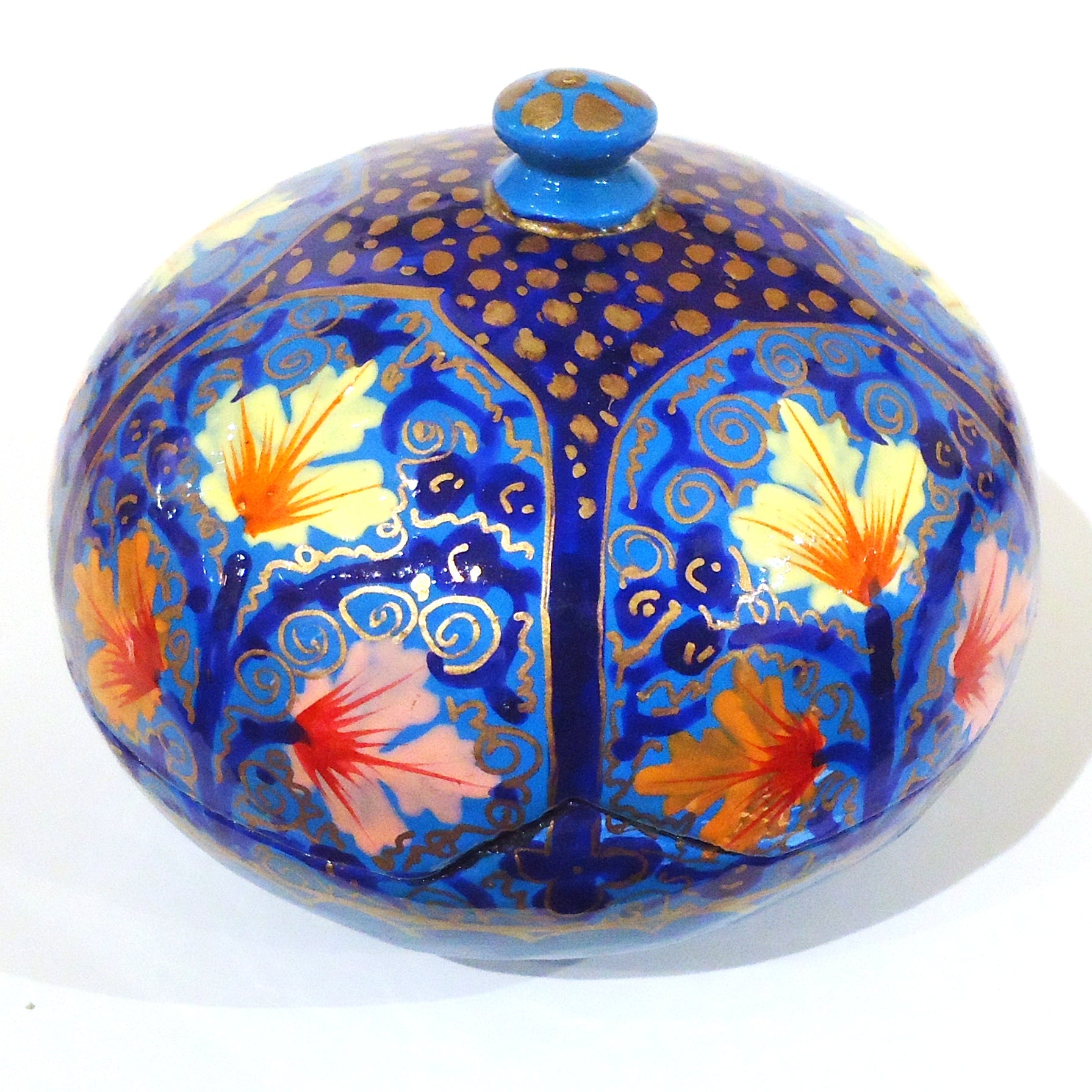 Handmade Blue Papier Mache Decorative Storage Box - Perfect for Jewelry, Keepsakes & Home Decor Organization