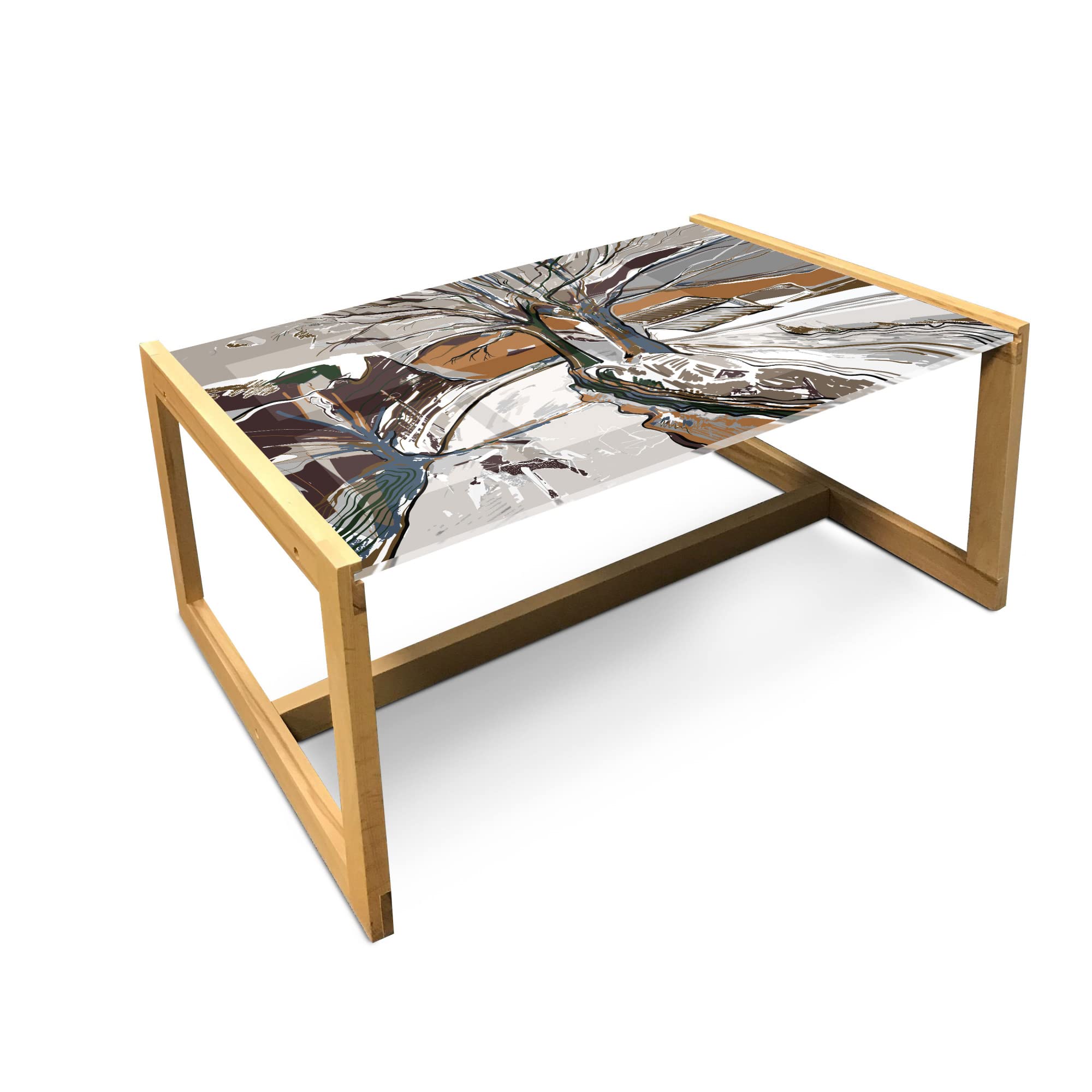 Ambesonne Watercolor Coffee Table - Winter Trees Design for Office & Dorm Decor