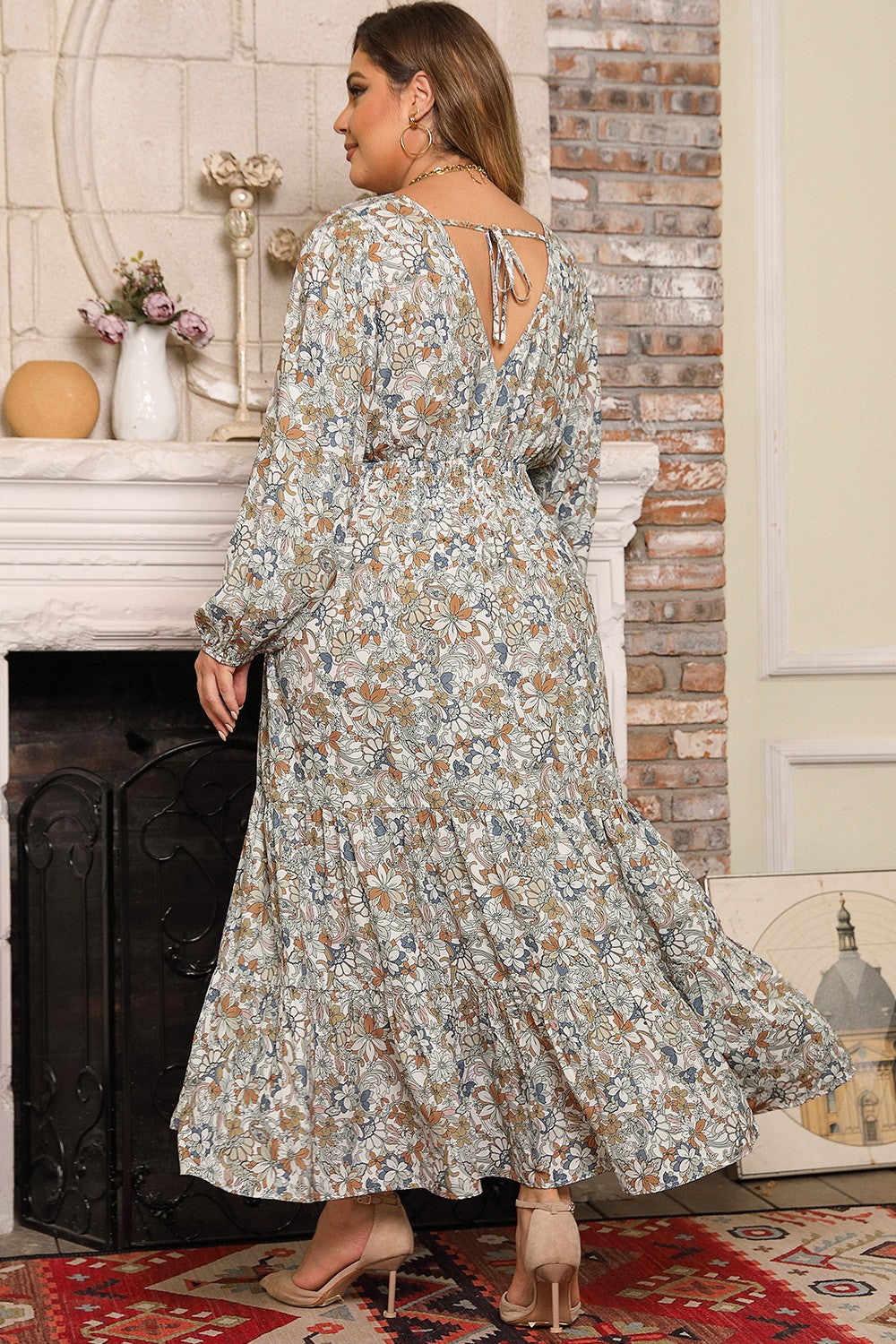 Plus Size Long Sleeve Summer Maxi Dress for Women - Flowy Casual Beach Dress with Pockets | Perfect for Vacation, Outdoor Parties & Date Nights