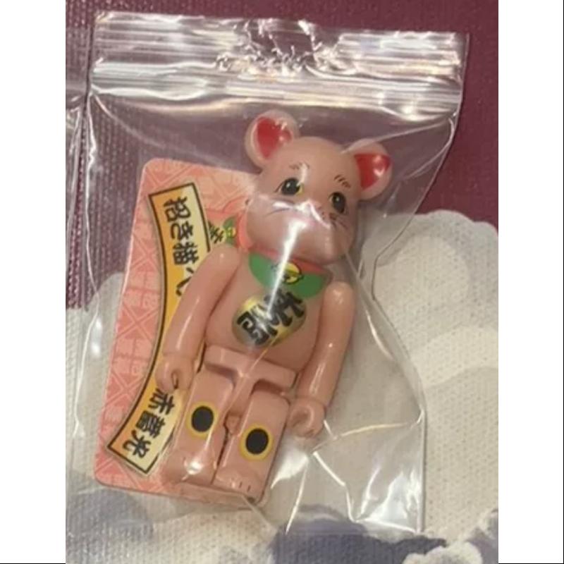 Bearbrick Series 33 Secret Lucky Cat GID Pink 100% Collectible Figure - Cute Glow in The Dark Japanese Lucky Cat Statue for Anime Fans, Home Decor & Gift Giving