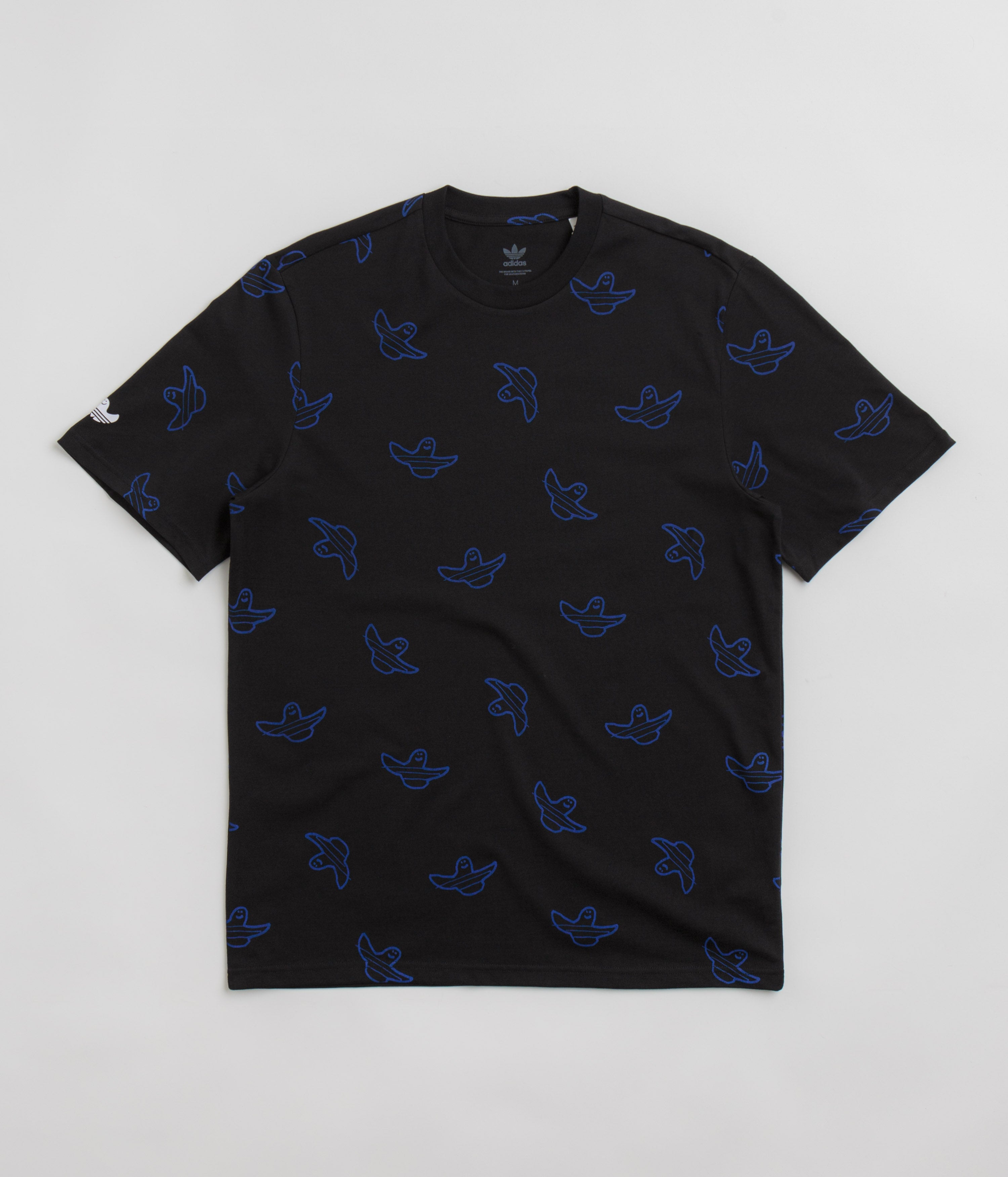 Adidas Shmoofoil Allover Print T-Shirt for Men - Black & Royal Blue Team Colors - Comfortable Casual Wear for Gym, Running, and Everyday Outfits
