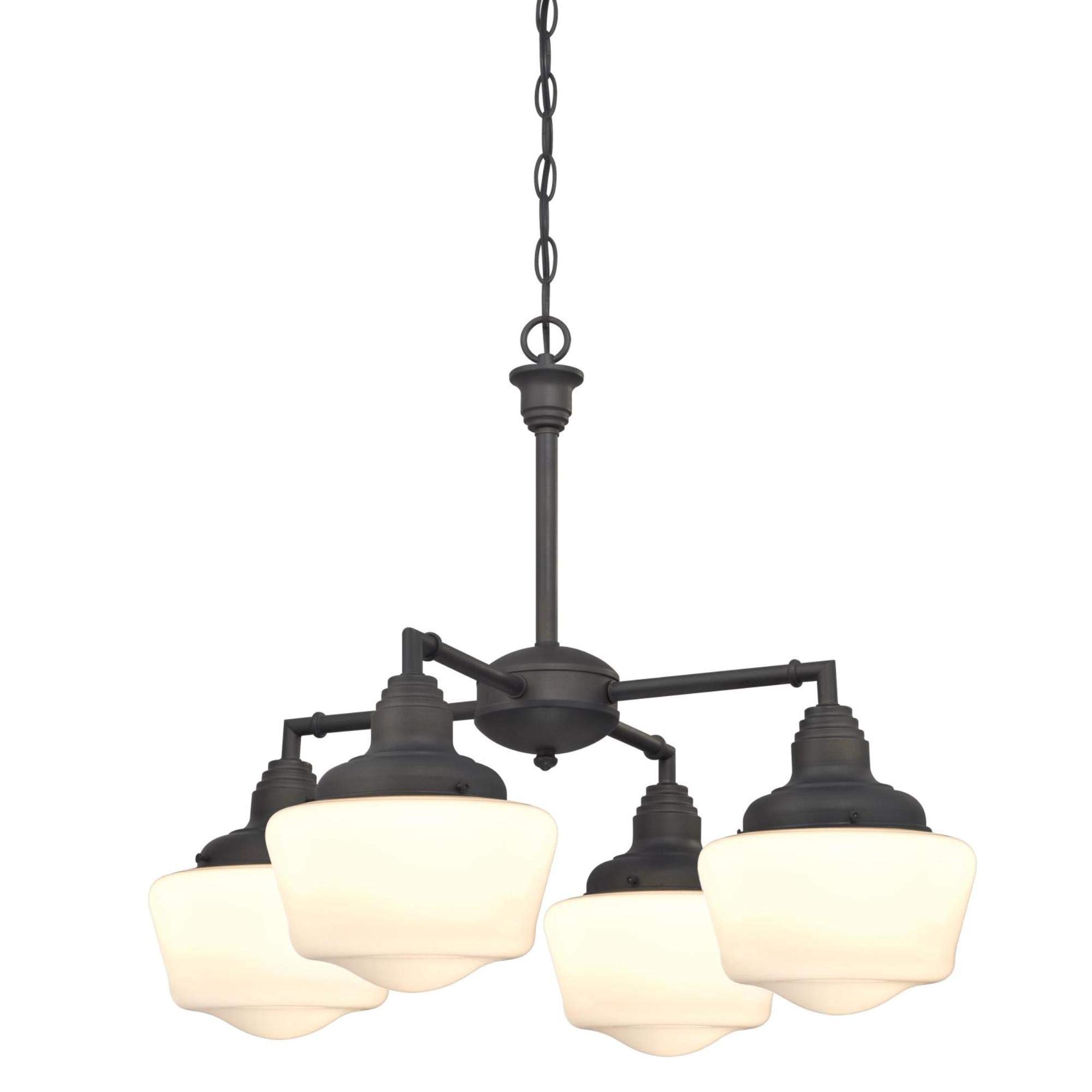 Westinghouse 6342000 Scholar 4-Light Indoor Convertible Chandelier/Semi-Flush Mount Ceiling Light Fixture - Oil Rubbed Bronze Finish with White Opal Glass - Perfect for Dining Room, Bedroom or Entryway Lighting