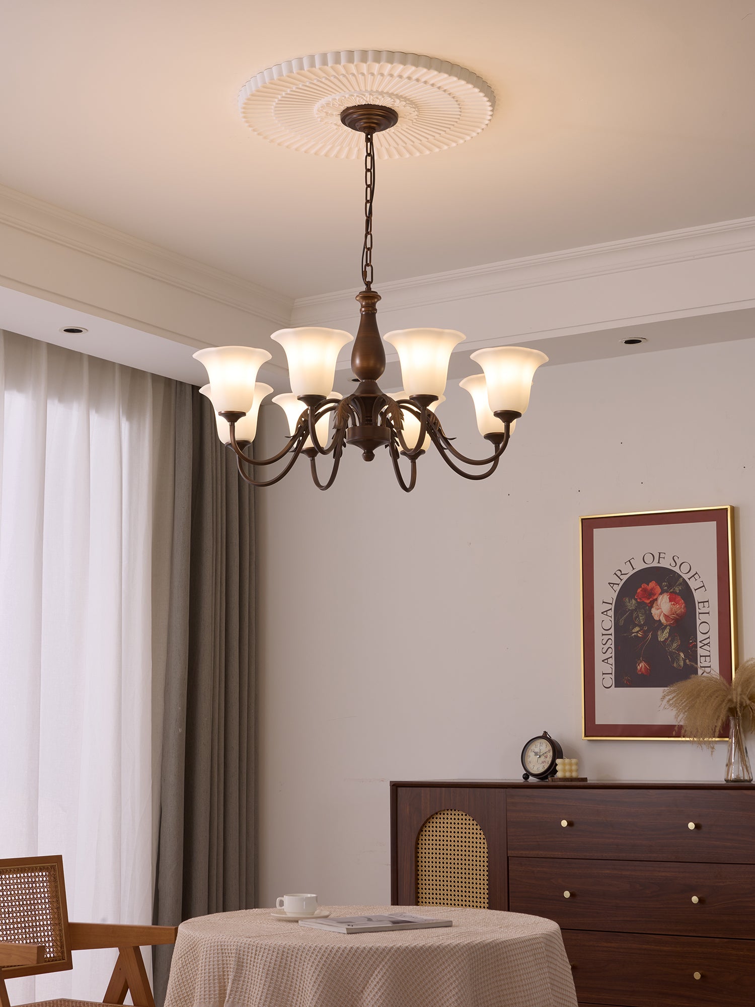 Aurelia Fleur Crystal Chandelier - Elegant Modern Ceiling Light Fixture for Dining Room, Living Room & Bedroom | Perfect for Home Decor & Wedding Venues