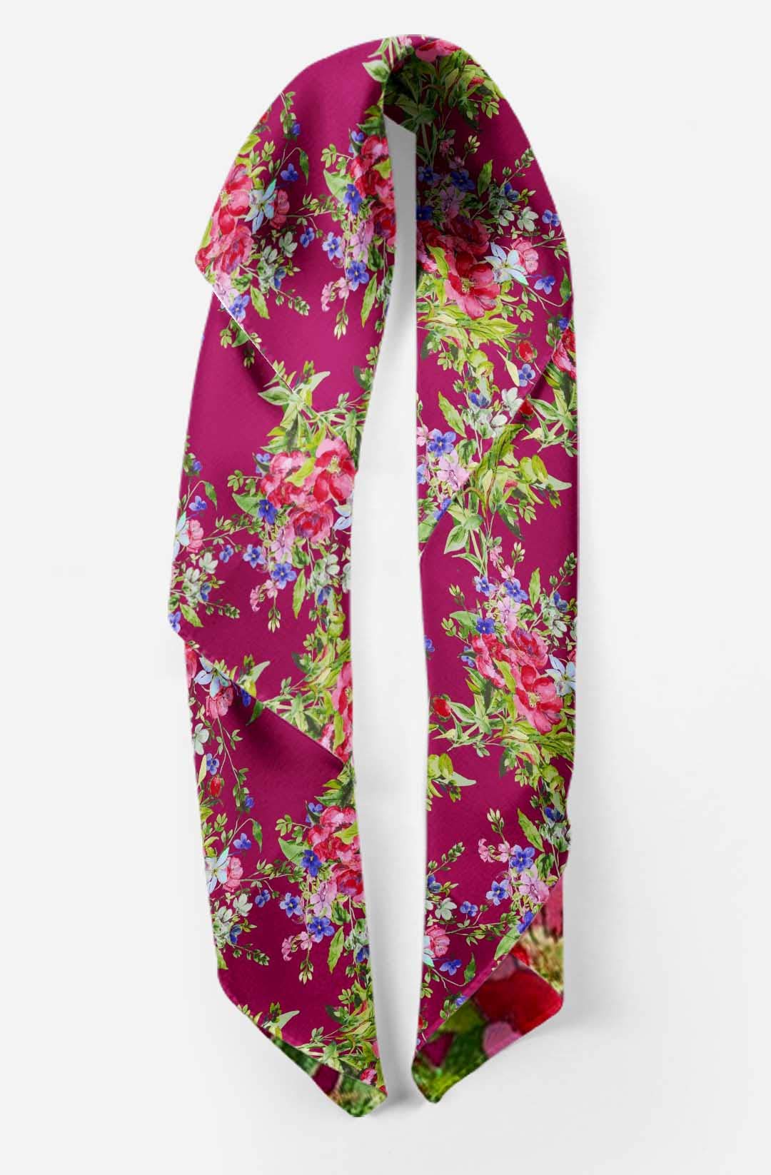 Bimba Printed Pure Silk Scarf for Women - Elegant Hair Wrap, Neck Scarf & Head Bandana - Perfect for Everyday Wear, Travel & Special Occasions