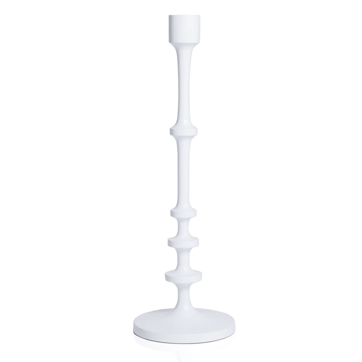 Elegant Matte White Metal Candlesticks - Set of 2 Modern Decorative Candle Holders for Dining Table, Wedding Centerpiece, and Home Decor