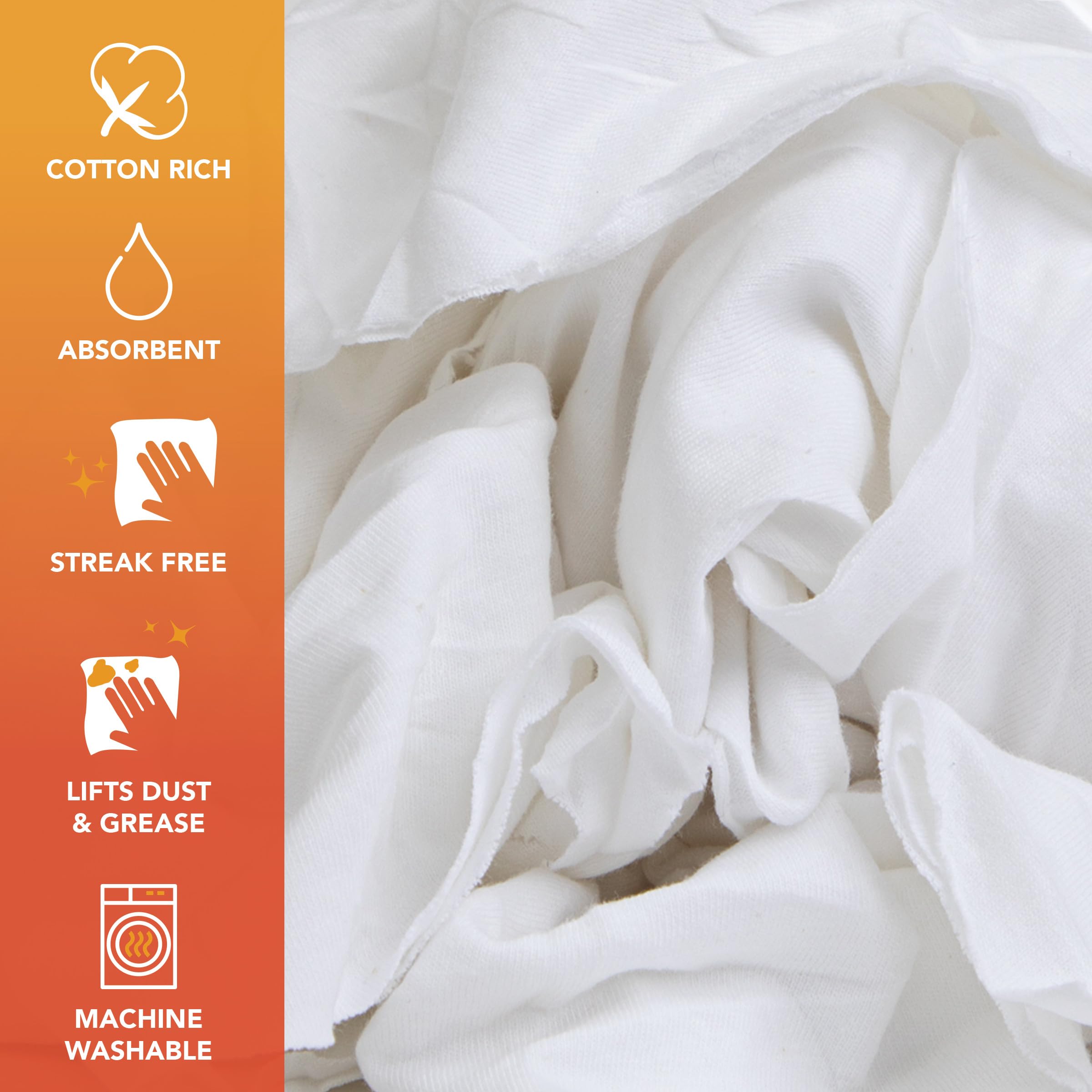 **Arkwright W43 Premium Cotton T-Shirt Rags - 10 lb Bulk Bag (Case of 4) - Ultra-Soft, Lint-Free Cleaning Cloths for Streak-Free Polishing, Painting & Staining - Professional-Grade Wiping Towels for Home, Workshop & Automotive Use**