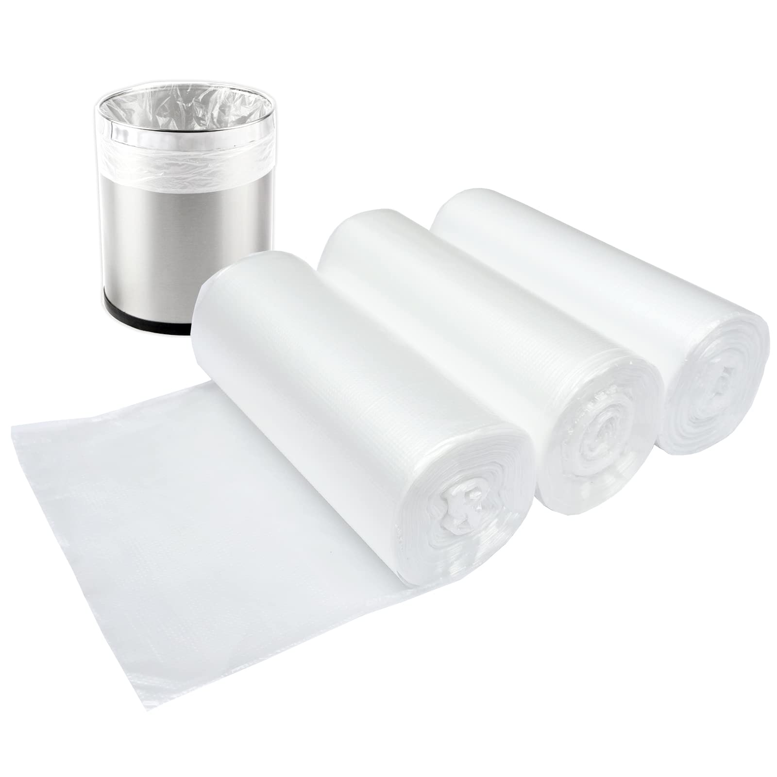 1.2 Gallon Small Trash Bags (150 Count) - 4.5 Liter Clear Wastebasket Liners for Bathroom, Office & Kitchen - Leakproof & Odor Control Garbage Can Liners | Perfect for Small Bins, Diaper Pails & Desk Side Wastebaskets