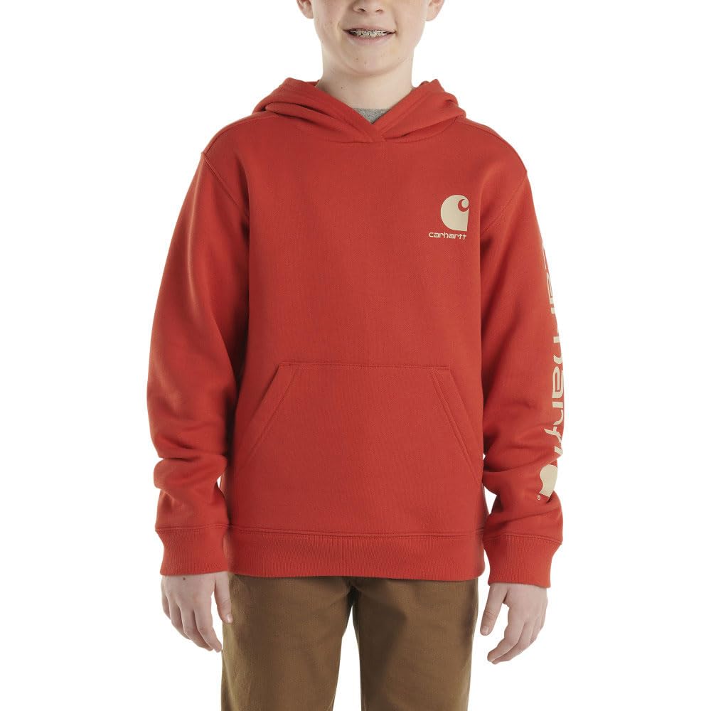 Carhartt Boys' Graphic Long Sleeve Sweatshirt CA6480 - Comfortable Cotton Hoodie for School, Play & Outdoor Activities