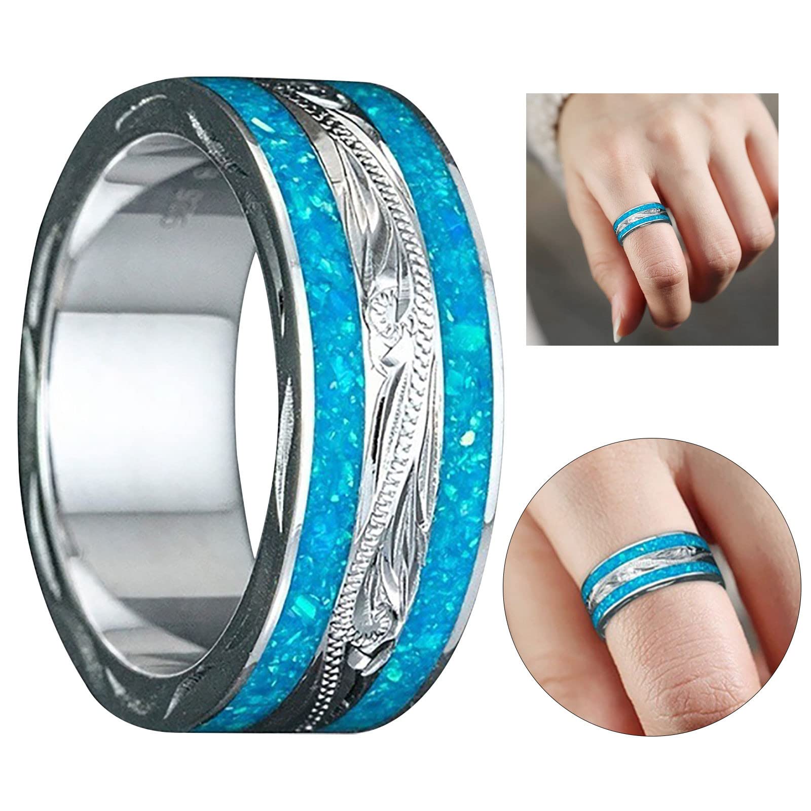 Men's Spinner Ring for Anxiety Relief - Trendy Engagement & Wedding Band Jewelry for Men & Women, Size 6-10 (Silver, 6) - Perfect for Stress Relief, Focus & Everyday Wear