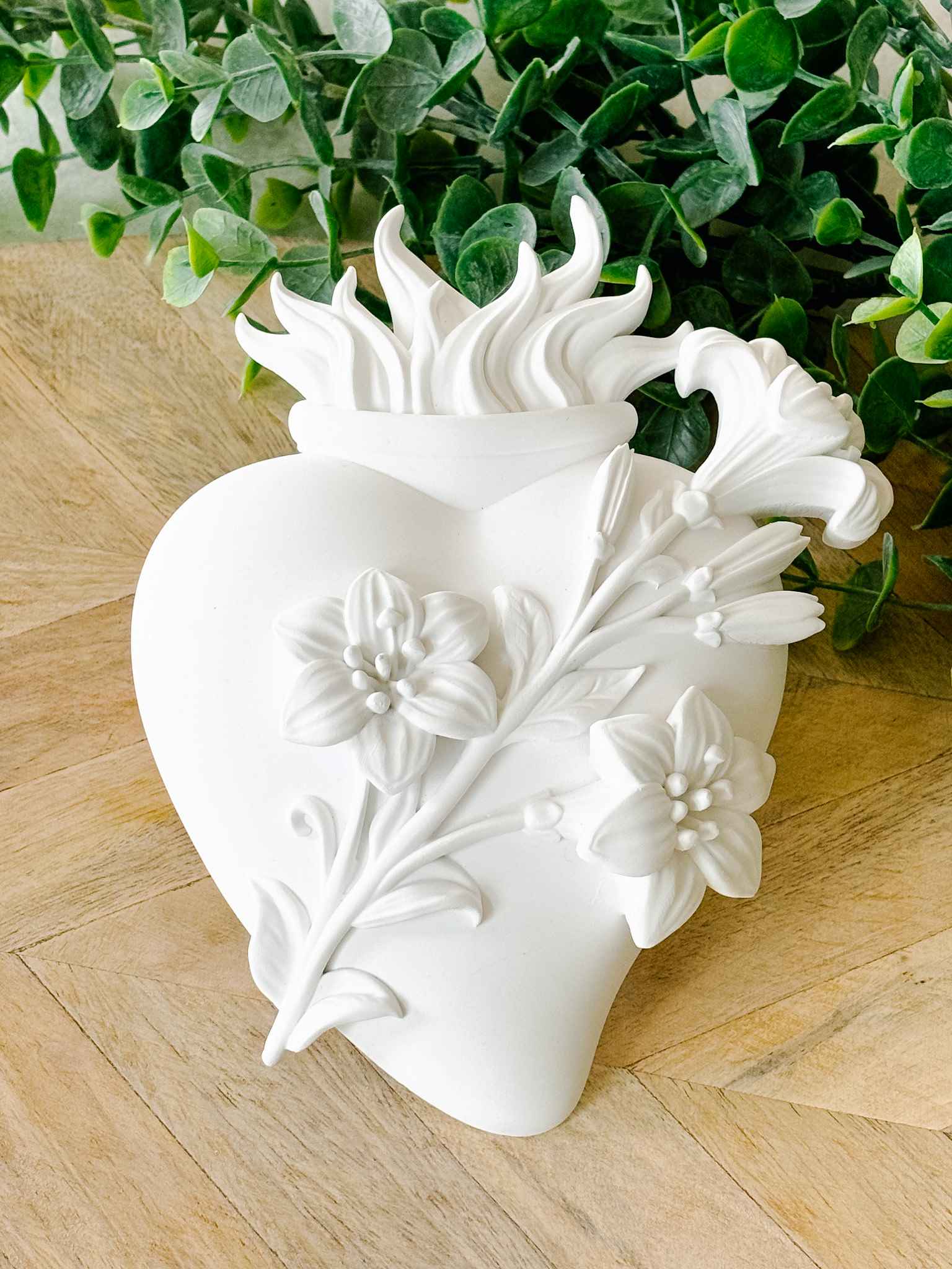 Hearts of the Holy Family - White Religious Wall Art for Home Decor & Church - Perfect for Christian Gifts, Bedroom & Prayer Room Inspiration