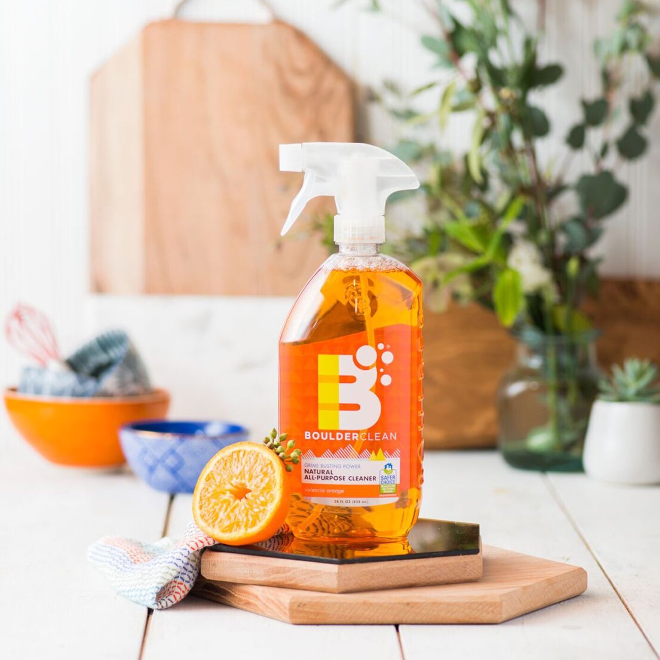 Boulder Clean Natural All-Purpose Cleaner - Valencia Orange Scent, 28 fl oz, Plant-Based & Eco-Friendly for Kitchen, Bathroom & Home Cleaning