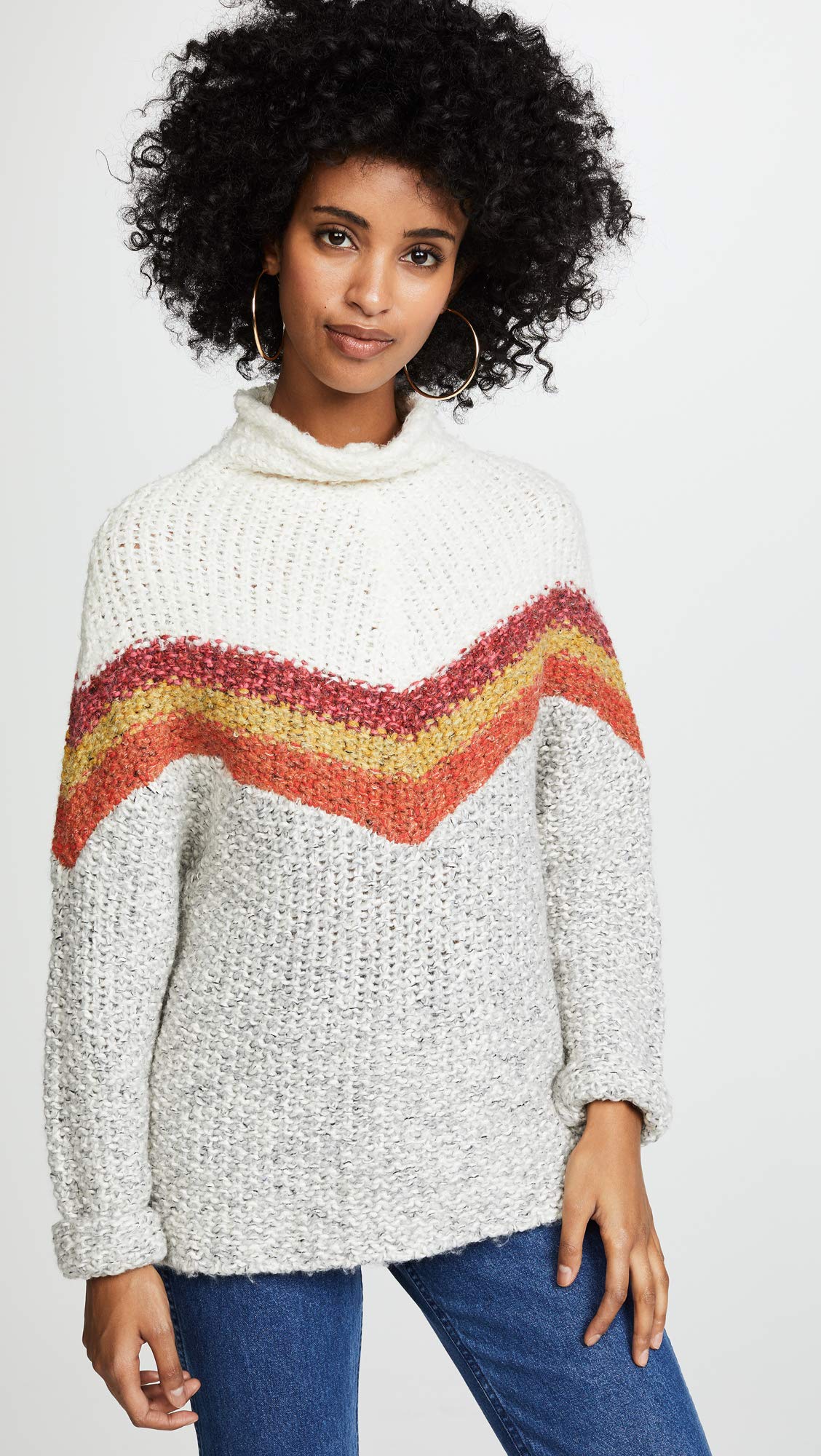 Free People Women's Turn Around Pullover Sweater - Ivory Combo Off White Striped Knit Top Medium | Casual Wear, Layering, Fall Winter Fashion, Boho Chic Outfits