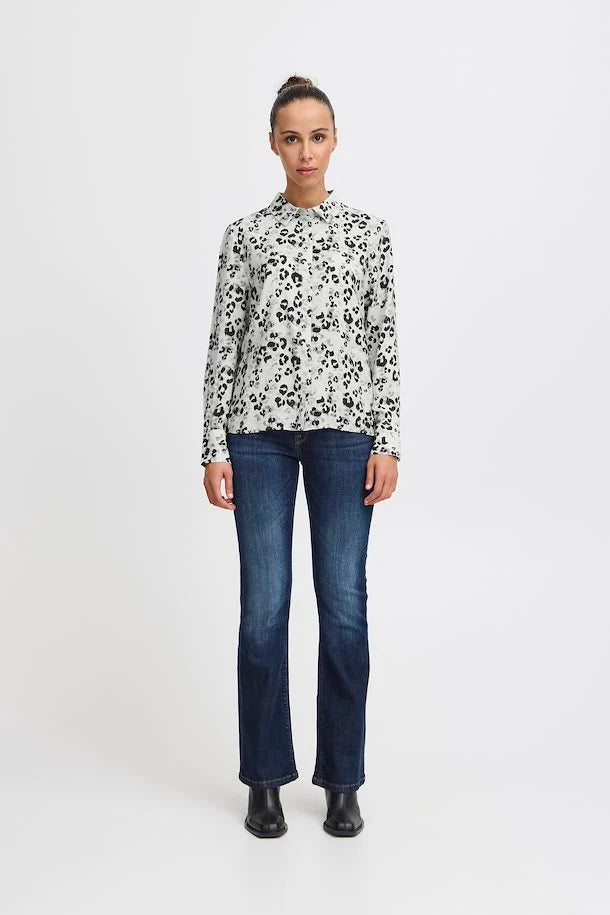 Stylish Pam Shirt in Slate Leopard Print - Trendy Women's Fashion Top for Casual Wear, Office & Date Nights