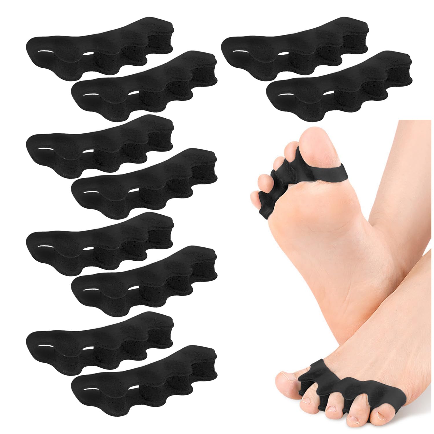 5 Pairs Toe Separators for Bunions Relief, Hallux Valgus Corrector, Soft Gel Toe Spacers for Hammertoe & Overlapping Toes - Perfect for Yoga, Pedicure & Post-Surgery Recovery