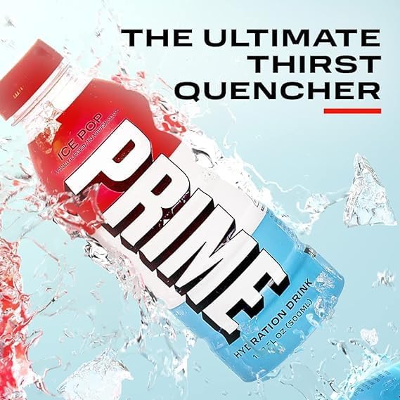 Prime Energy Drink Ice Pop Flavor 500ml - Refreshing Tropical Citrus Boost for Workouts, Gaming & All-Night Study Sessions