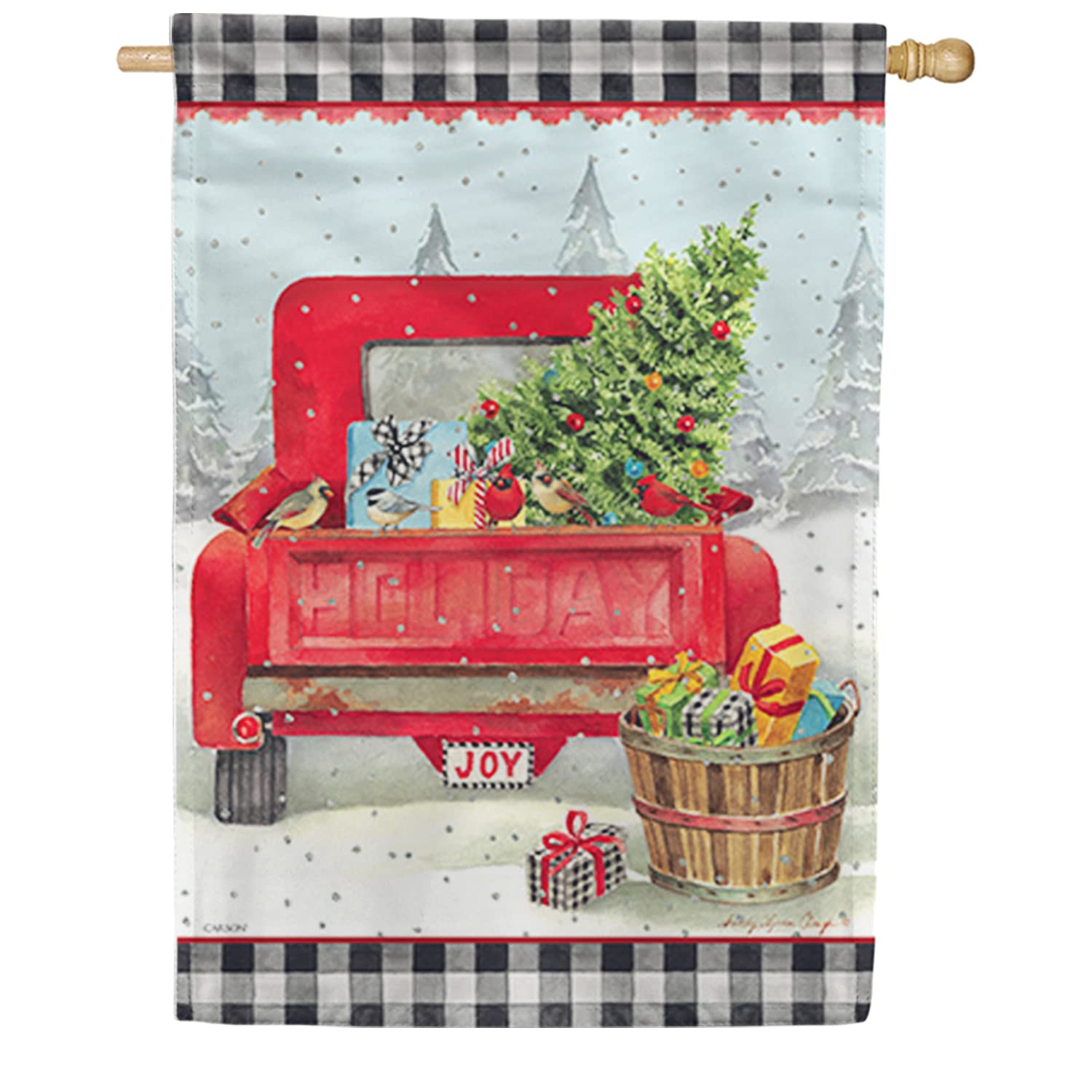 Durable Double-Sided Holiday Joy House Flag - 28x40 Inch for Outdoor Yard Decor