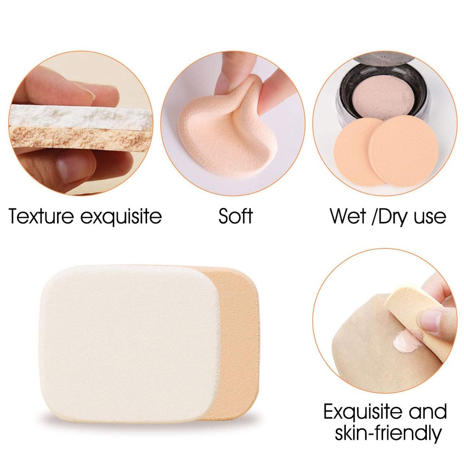 Glamzone 6-in-1 Beauty Blender Sponge Set - Foundation Blender, Powder Puff & Cosmetic Sponge for Flawless Makeup Application | Reusable & Washable Makeup Tools for Women & Teens | Perfect for Daily Makeup, Contouring & Blending