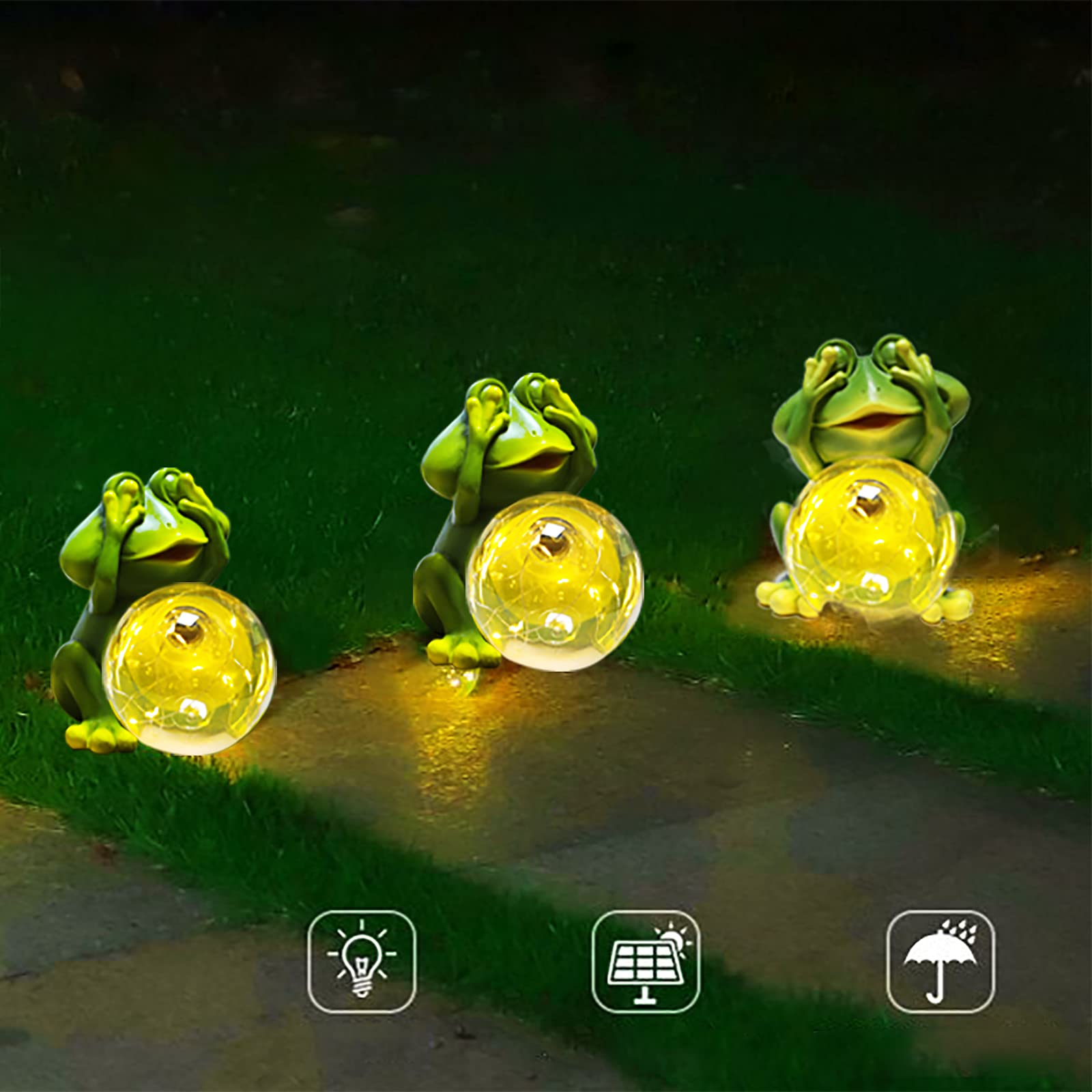 Solar-Powered Garden Frog Decor Figurines - Waterproof Outdoor Statue for Patio, Yard & Lawn - Cute Solar Lights for Nighttime Decoration - Perfect for Garden, Pathway & Landscape Lighting (1 Pack)