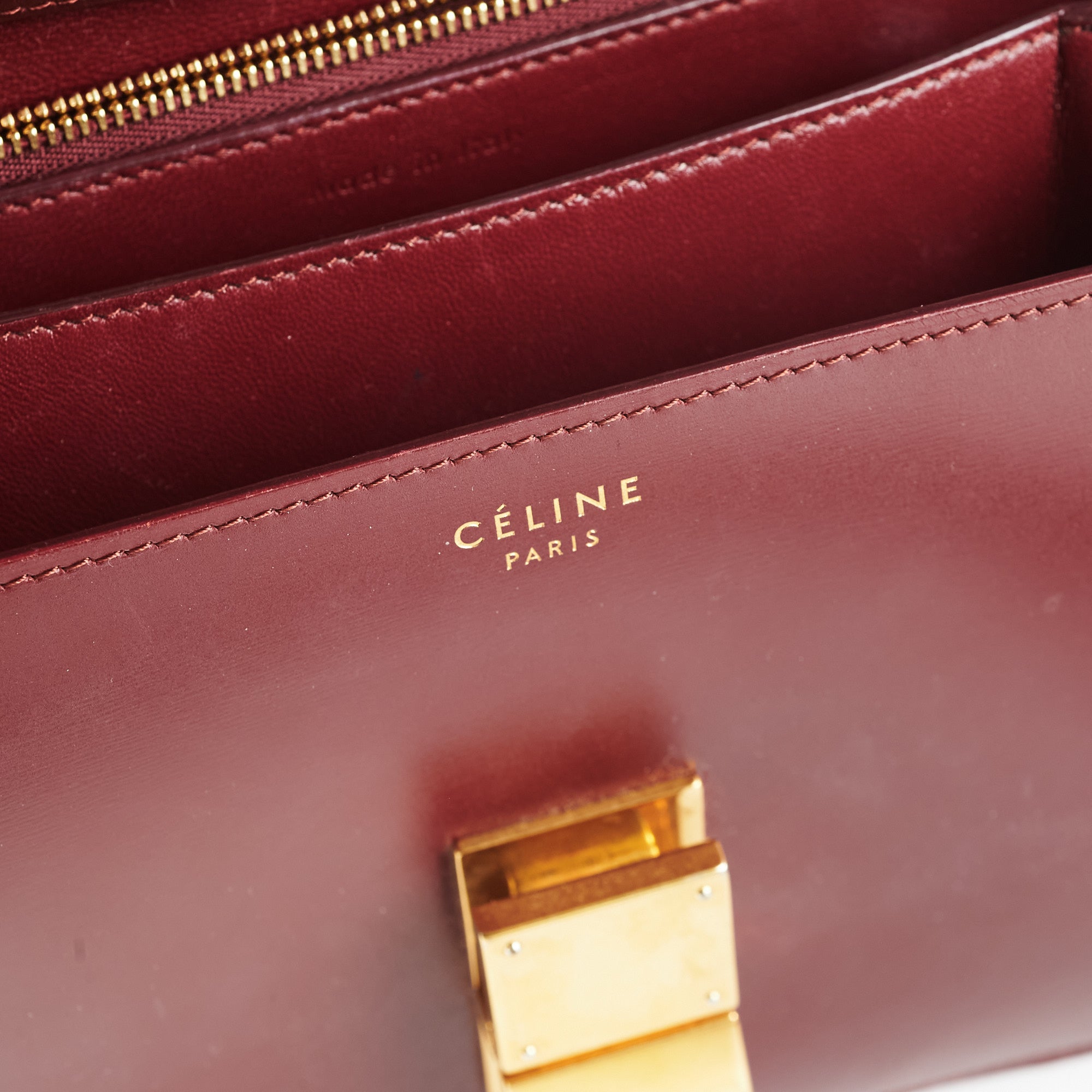 Celine Box Medium Burgundy Leather Crossbody Bag - Luxury Designer Handbag for Women | Perfect for Work, Travel & Evening Events