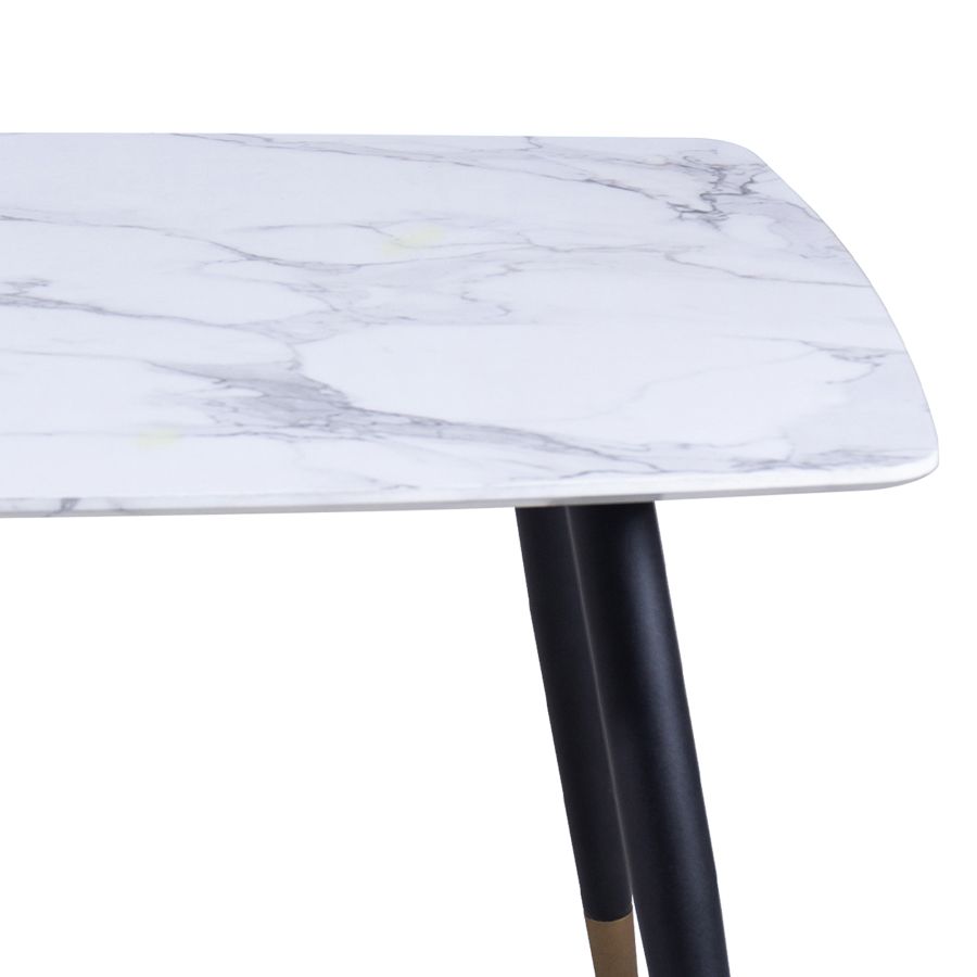 Emery/Koda 7-Piece White Dining Table Set with Black Chairs - Perfect for Small Spaces, Apartments & Modern Kitchens