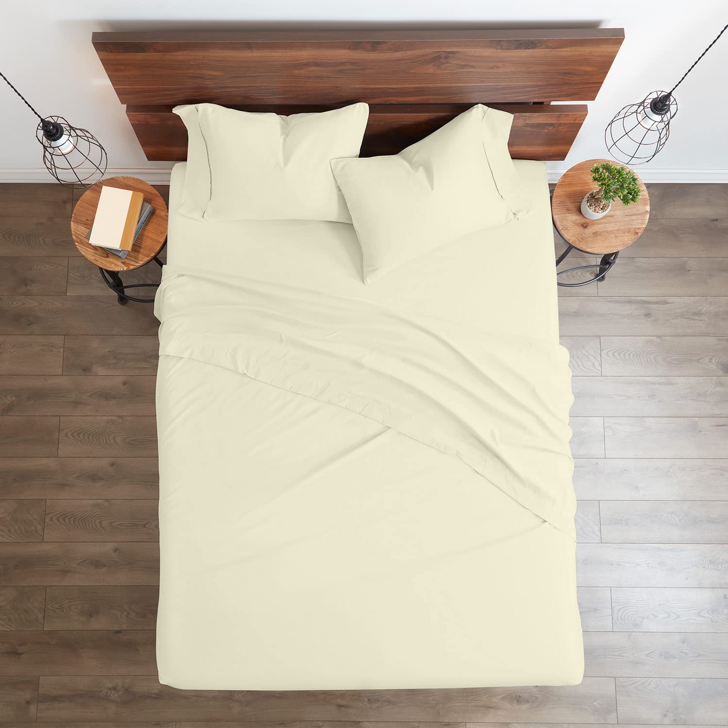 100% Certified Giza Cotton Pillowcase & Sheet Set - RV Short Queen Size, Soft Sateen Weave, Breathable Egyptian Cotton Bedding for Deep Pockets (Up to 18