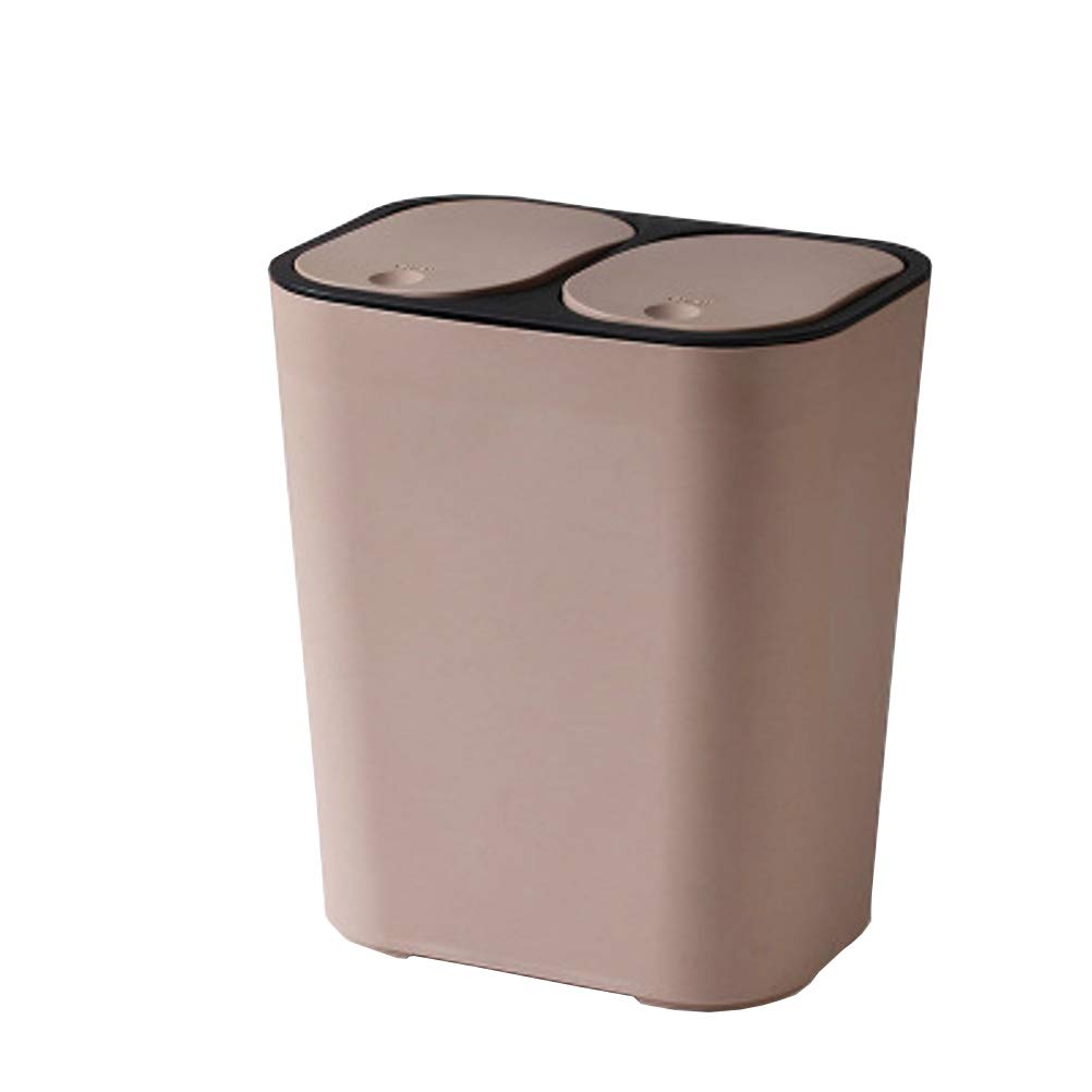 DOITOOL 4-in-1 Recycling Trash Can with Lid - Plastic Waste Sorting Bin for Kitchen, Bathroom, Office - Light Brown Compartmentalized Garbage Storage Container | Perfect for Eco-Friendly Home Organization & Waste Management