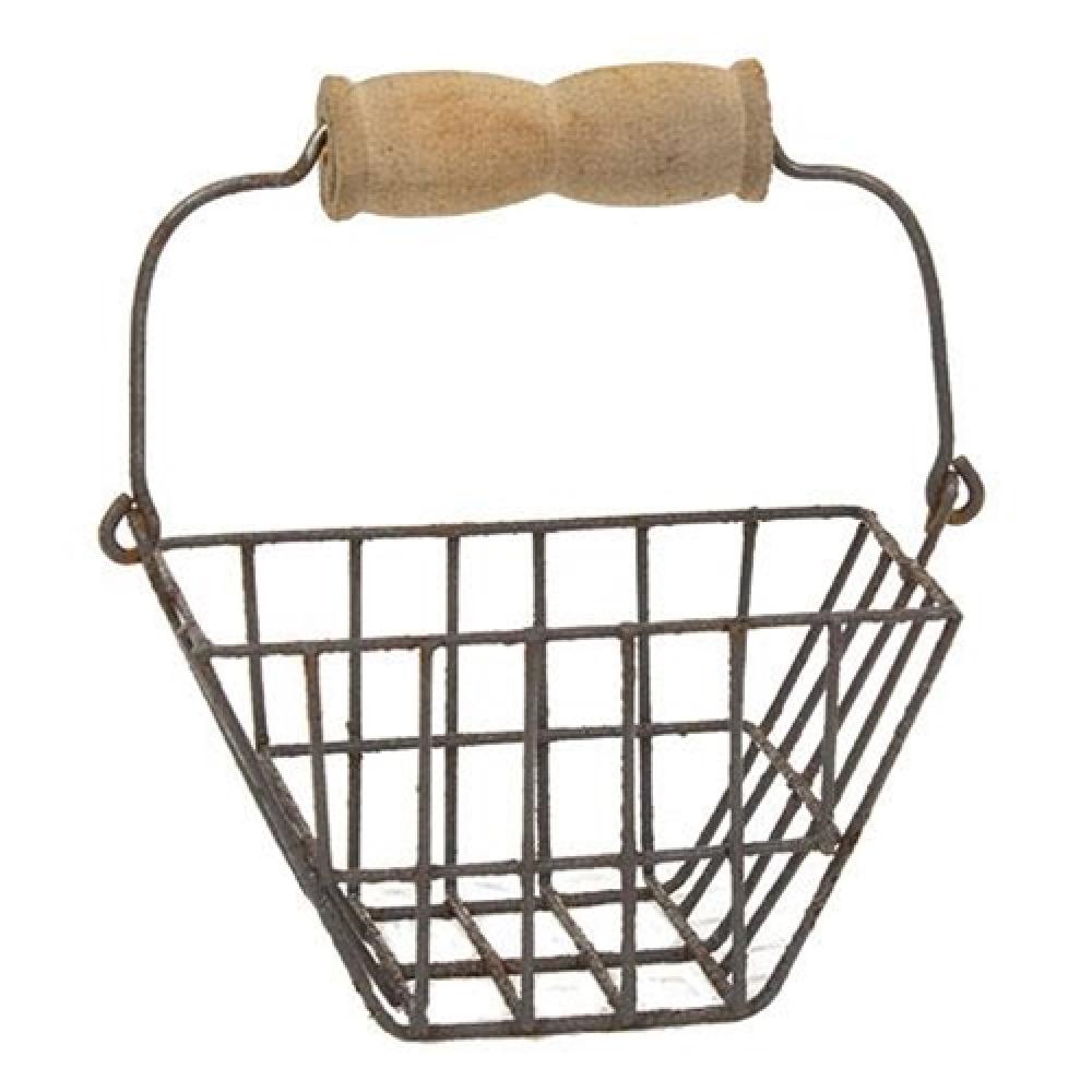 Mini Wire Egg Basket Tote with Handle - Rustic Farmhouse Style Egg Carrier for Fresh Eggs, Picnics & Farmers Market - Perfect for Easter, Farmhouse Decor & Country Kitchen Storage