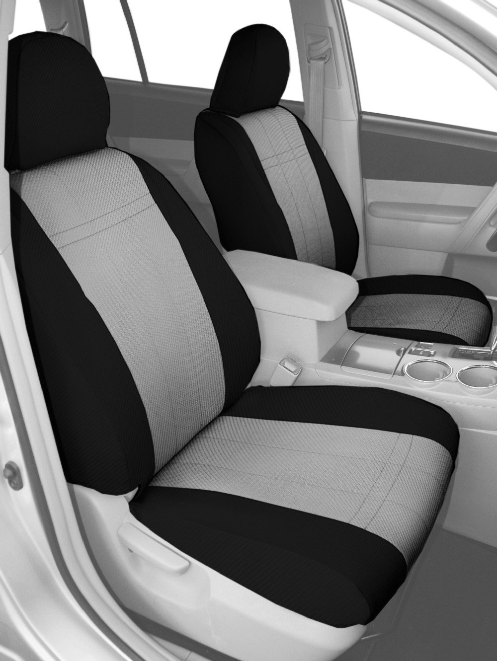 Carbon Fiber Seat Covers for 2018-2022 Toyota Camry - Front Bucket Seats, Light Grey with Black Trim | Durable & Stylish Car Interior Upgrade for Daily Commute & Road Trips