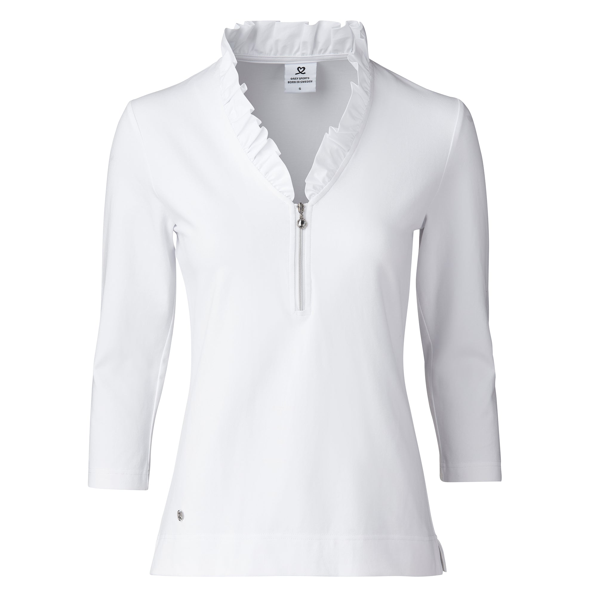 Women's Breathable 3/4 Sleeve Golf Polo Shirt - Moisture Wicking Athletic Top for Golf, Tennis & Casual Wear | White Sports Performance Tee