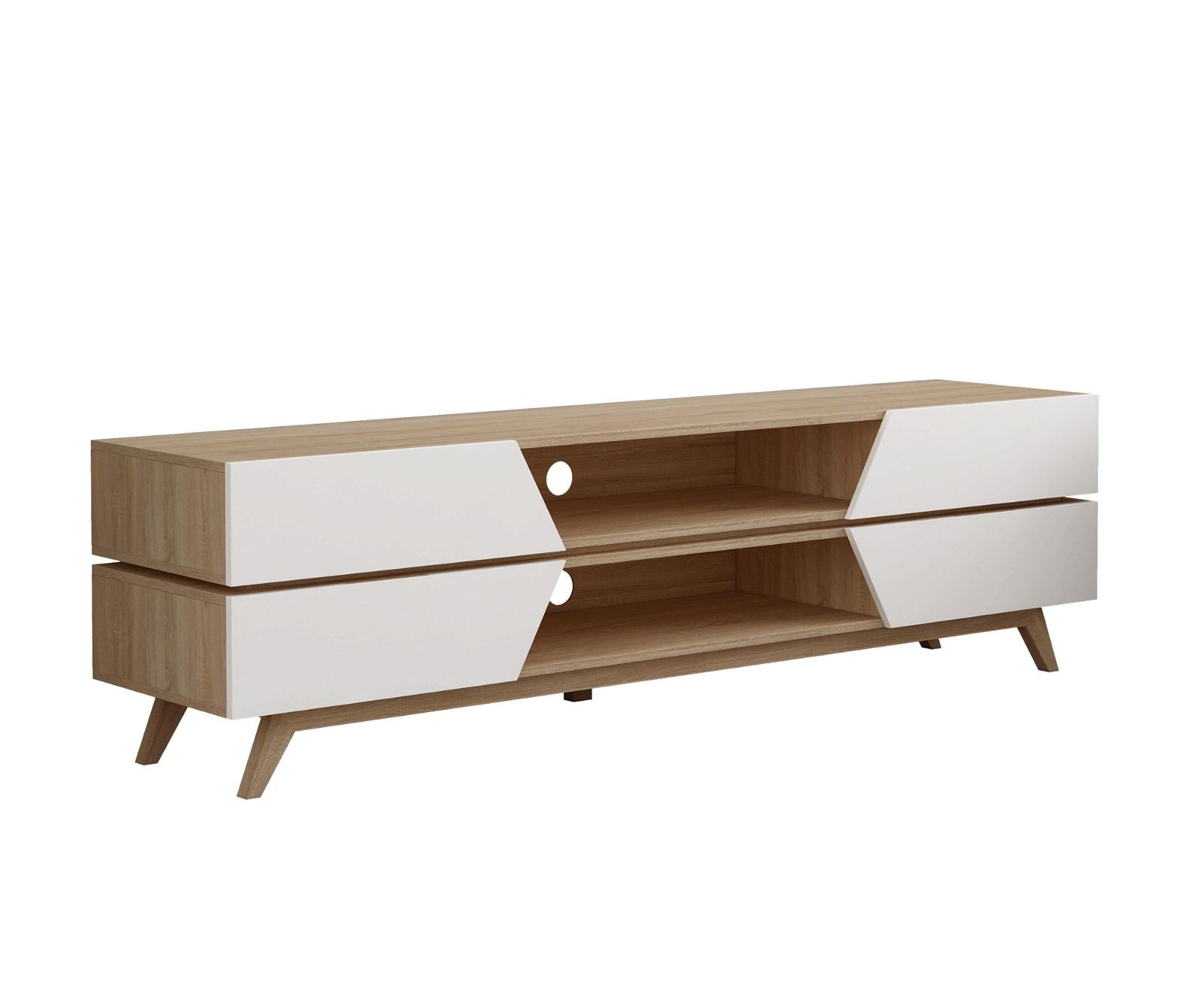 NORDIC 1800 Entertainment Unit - Solid Oak TV Stand with Storage by Criterion | Perfect for Living Room Home Theater Setup