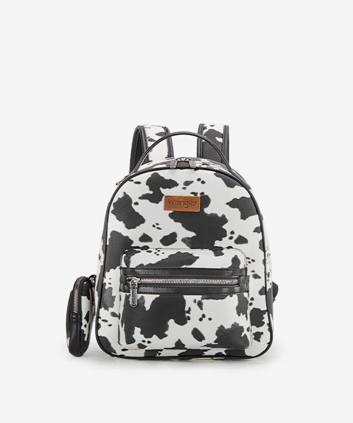 Wrangler Cow Print Backpack for Women & Men - Durable Laptop Backpack with USB Charging Port - Perfect for School, College, Travel & Outdoor Adventures