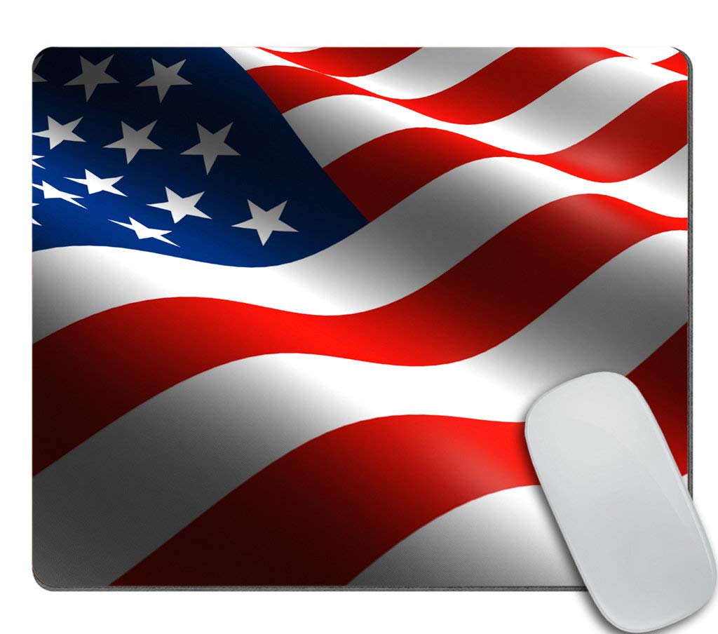 USA Flag Mouse Pad - Non-Slip Rubber Gaming Mousepad with Red, White & Blue American Flag Design for Computer, Laptop & Desk - Perfect for Gamers, Office Work & Patriotic Home Decor