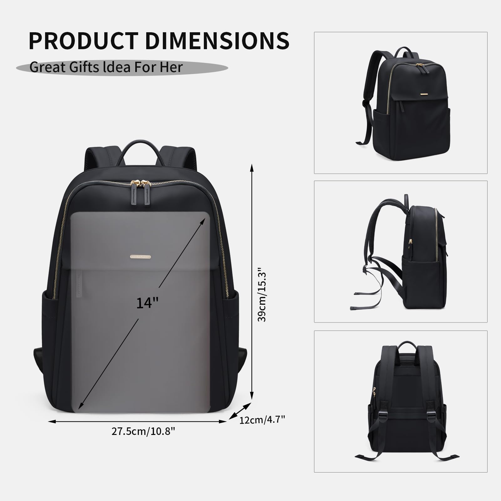 GOLF SUPAGS Women's Laptop Backpack with Separate 14 Inch Laptop Compartment - Stylish Work Travel Backpack for College, Office & Commuting - Perfect for Business Trips, School & Daily Use