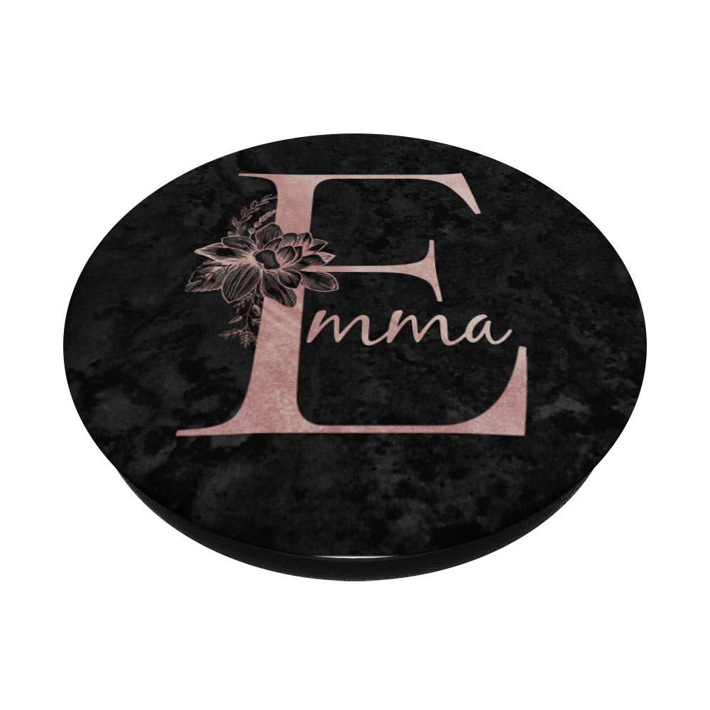Emma Name Personalized Pink Rose on Black Design PopSockets Grip & Stand for iPhone, Samsung & Tablets - Perfect for Everyday Use, Travel & Selfies