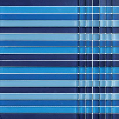 Blue Glossy Glass Mosaic Tiles for Kitchen & Bathroom Backsplash