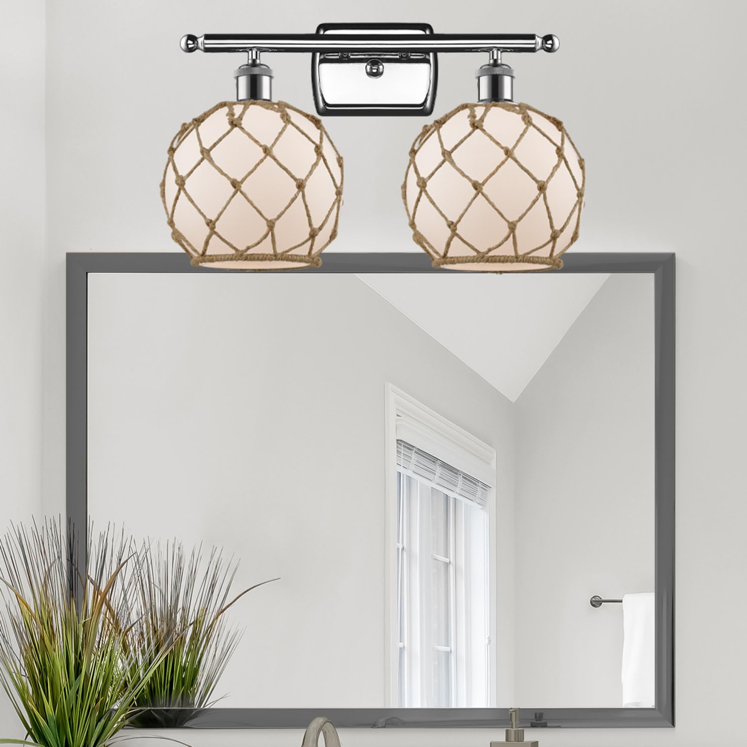 Farmhouse Rope 2-Light Bath Vanity Light - Ballston Collection by Innovations Lighting - Rustic Oil Rubbed Bronze Finish - Perfect for Bathroom, Powder Room, or Farmhouse Decor