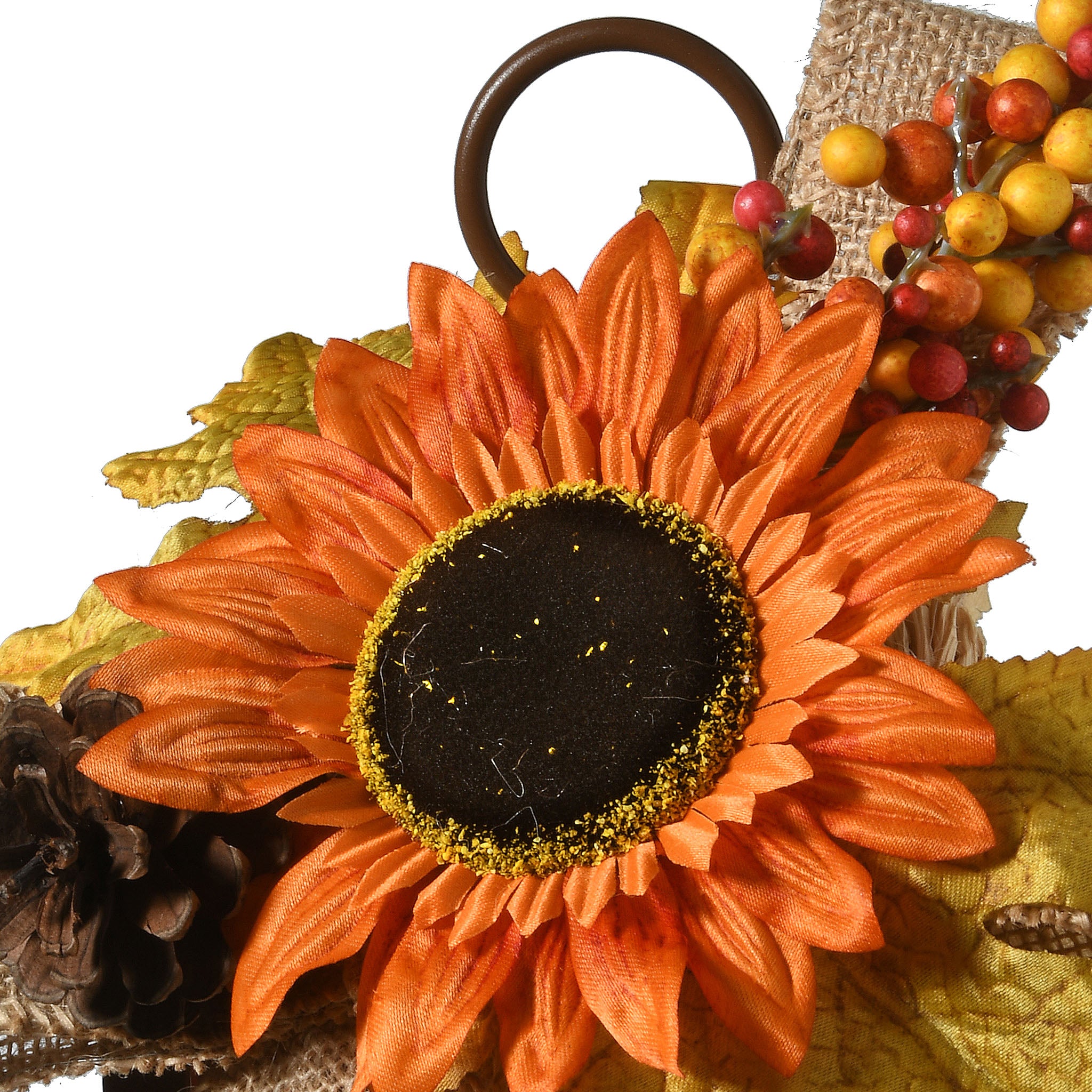 12 in. Fall Lantern with LED Lights - Sunflower, Leaves, Pinecones & Berry Decor for Thanksgiving, Halloween, Autumn Home Decor, Porch, Table Centerpiece, Farmhouse Style