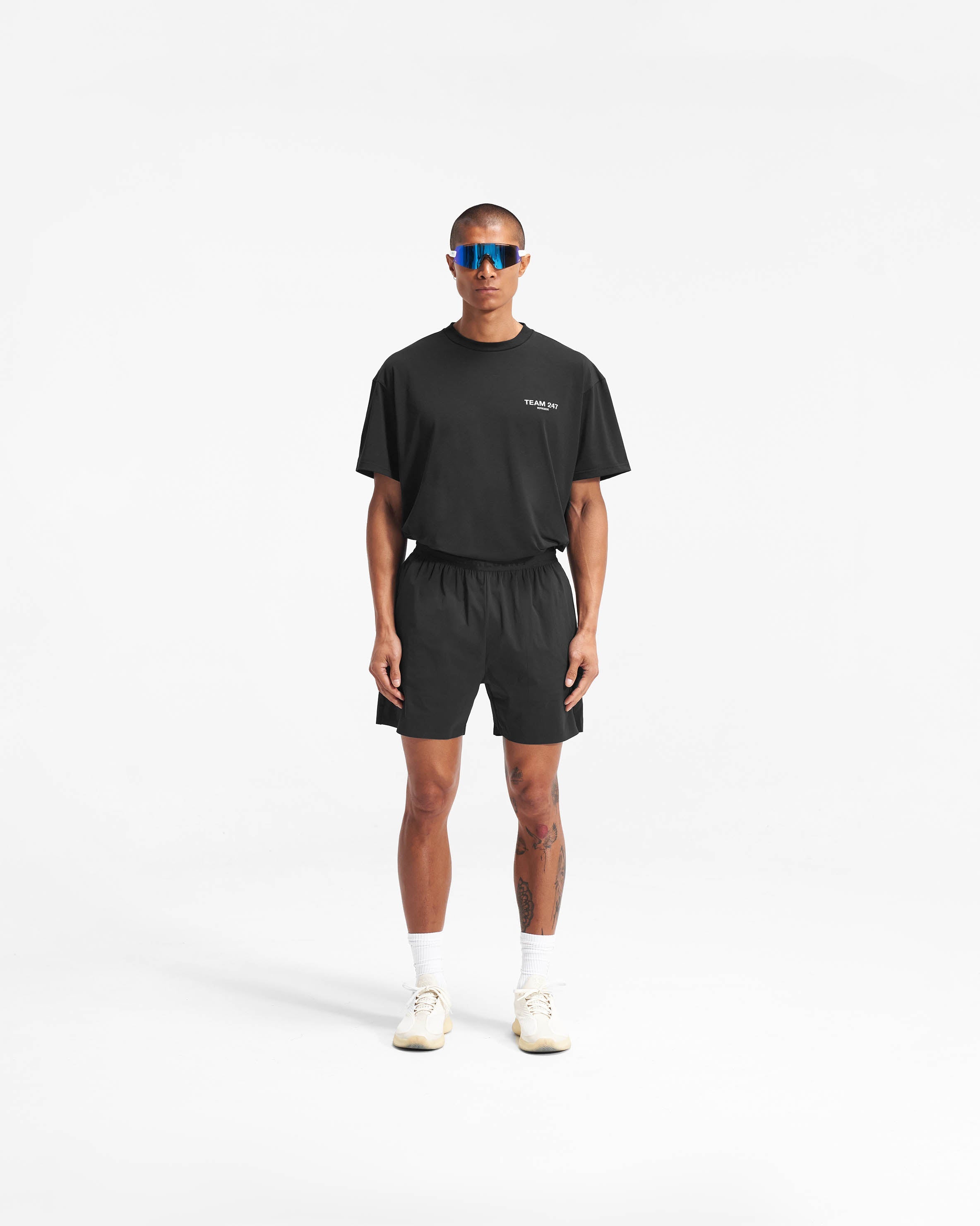 Team 247 Fused Shorts for Men - Breathable Quick-Dry Workout Running Gym Shorts - Black Athletic Shorts for Training, Jogging & Casual Wear