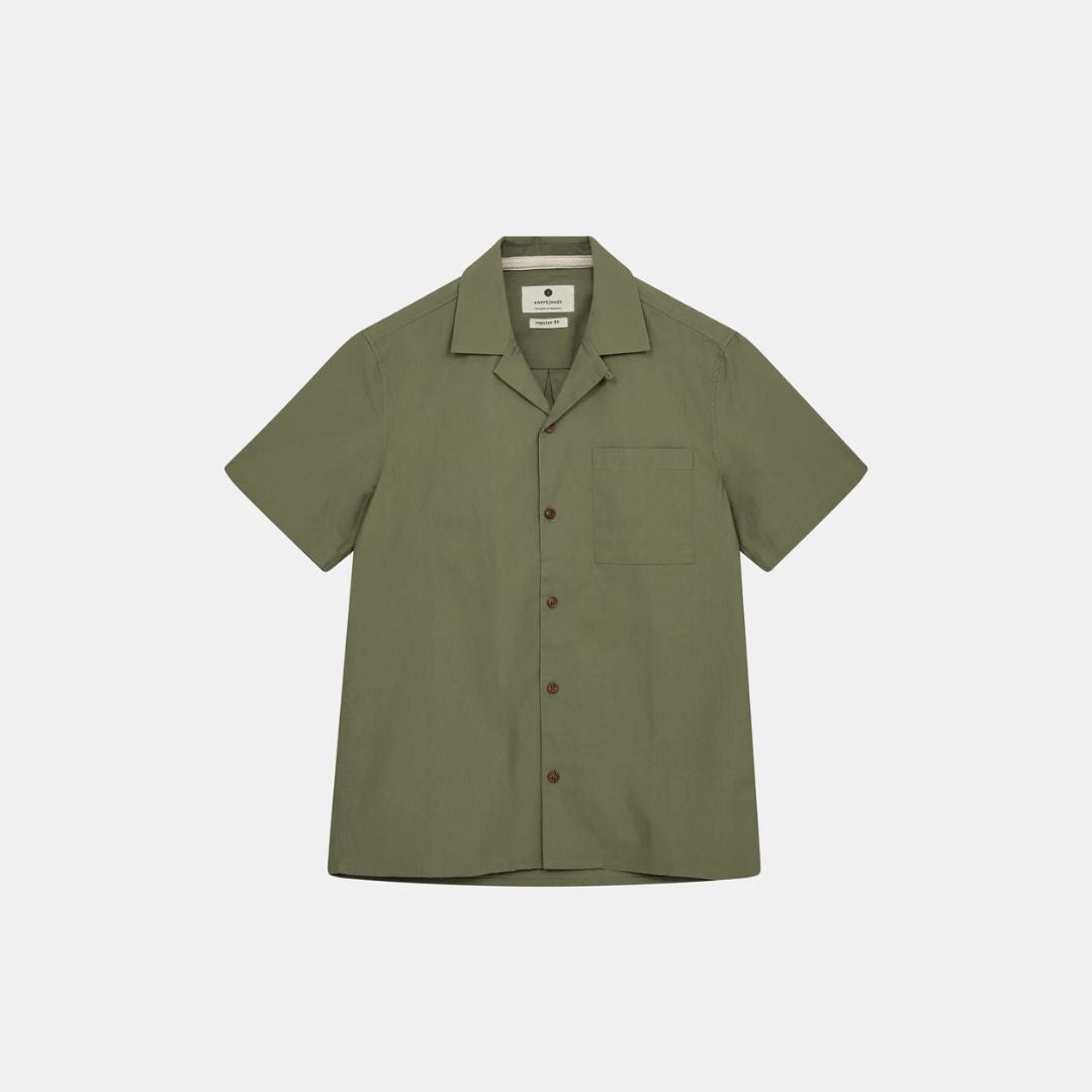 Akkurt Short Sleeve Ribstop Shirt for Men - Olive Green Lightweight Outdoor Hiking & Travel Shirt