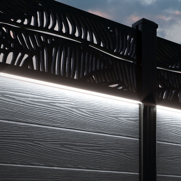 Classic Feather Fence Panel in Anthracite - Durable Aluminum Posts for Garden Privacy & Outdoor Decoration | Perfect for Backyard, Patio, and Poolside Landscaping