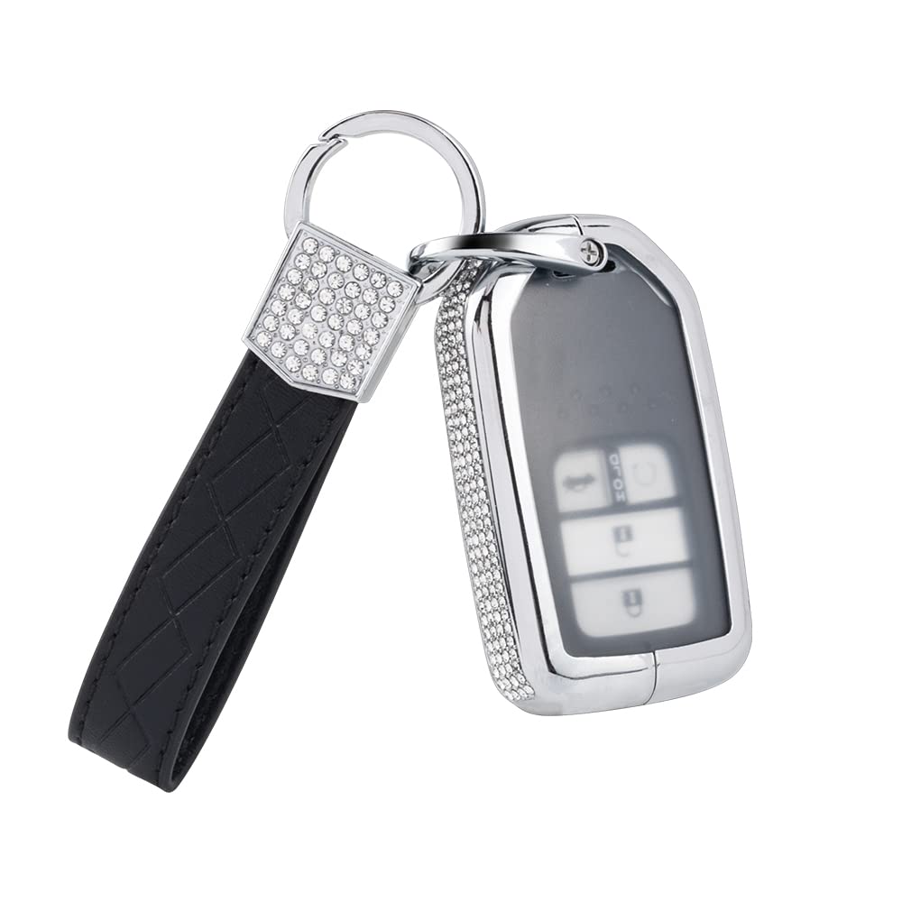 PIFOOG Glitter Car Key Fob Cover for Honda - Smart Key Case Protector Fits Accord, Civic, CRV, Pilot, HRV, Odyssey, Ridgeline, Passport | Crystal Keychain Accessories for Everyday Protection & Style