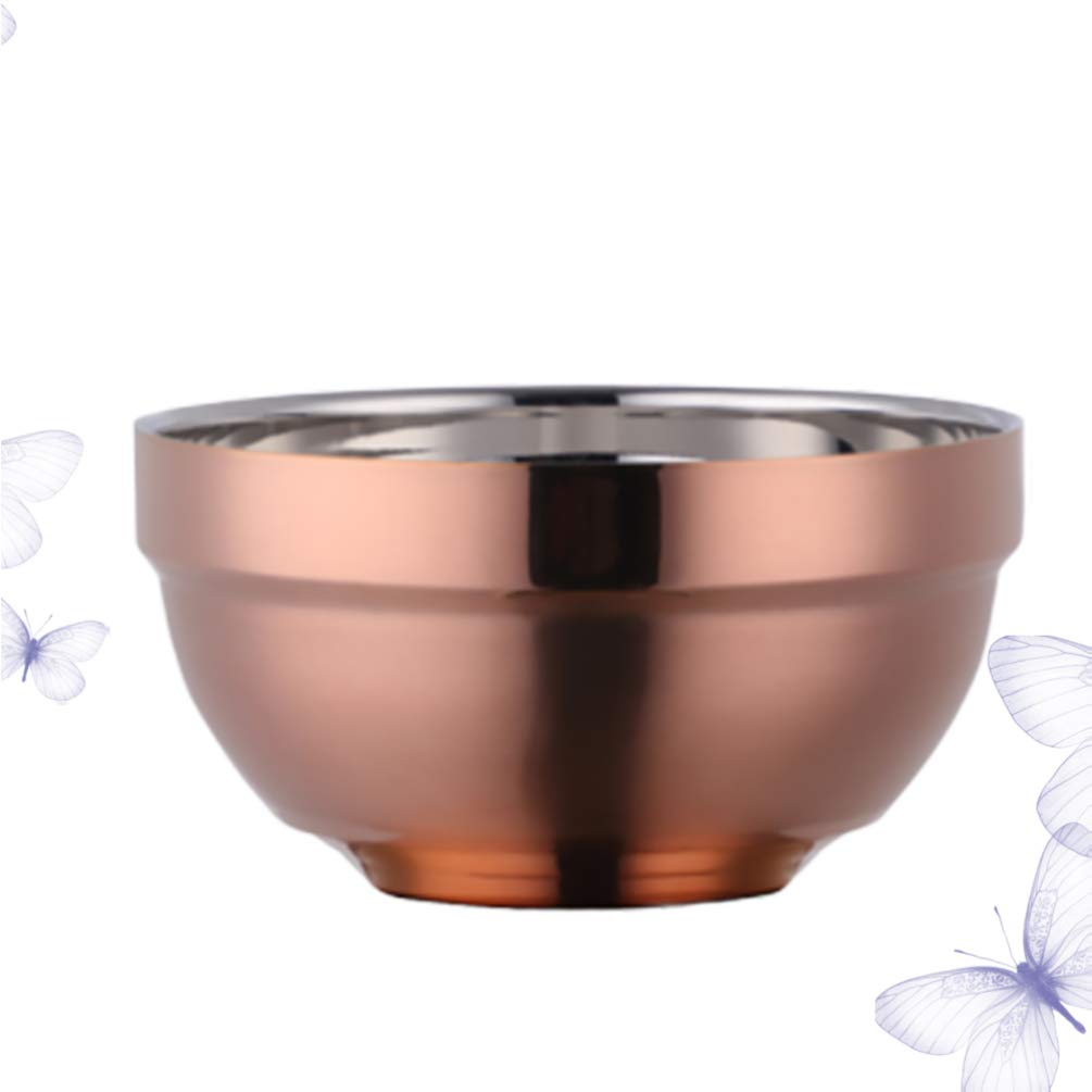 Cabilock Double Walled Stainless Steel Bowls - Heat Insulated Soup, Rice & Salad Bowls for Hot & Cold Foods (Rose Gold) - Perfect for Dining, Camping & Meal Prep
