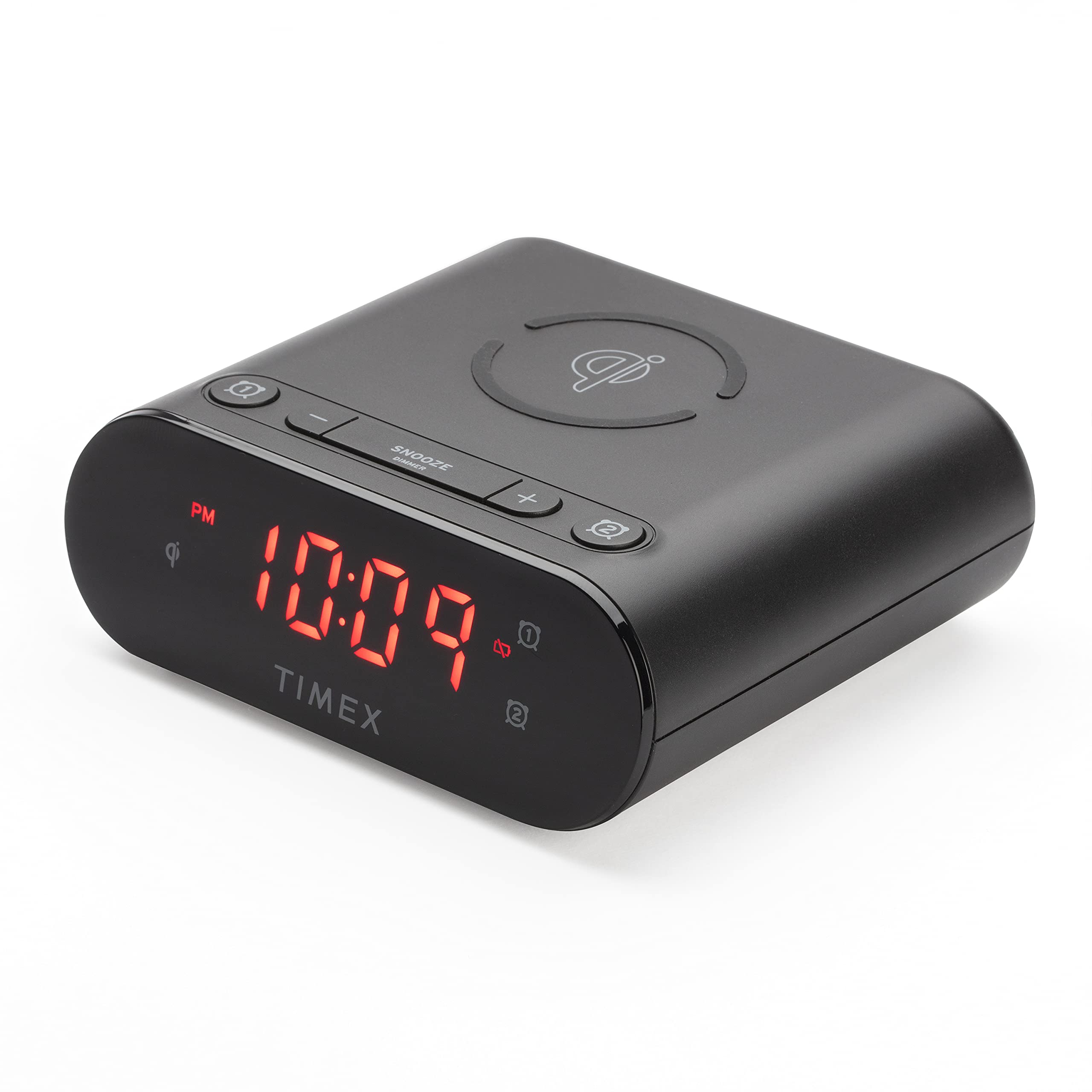 Timex TW300 Wireless Charging Dual Alarm Clock with Large LED Display, Dimmer, Snooze & Battery Backup - Ideal for Bedside Tables, Nightstands & Home Office Desks