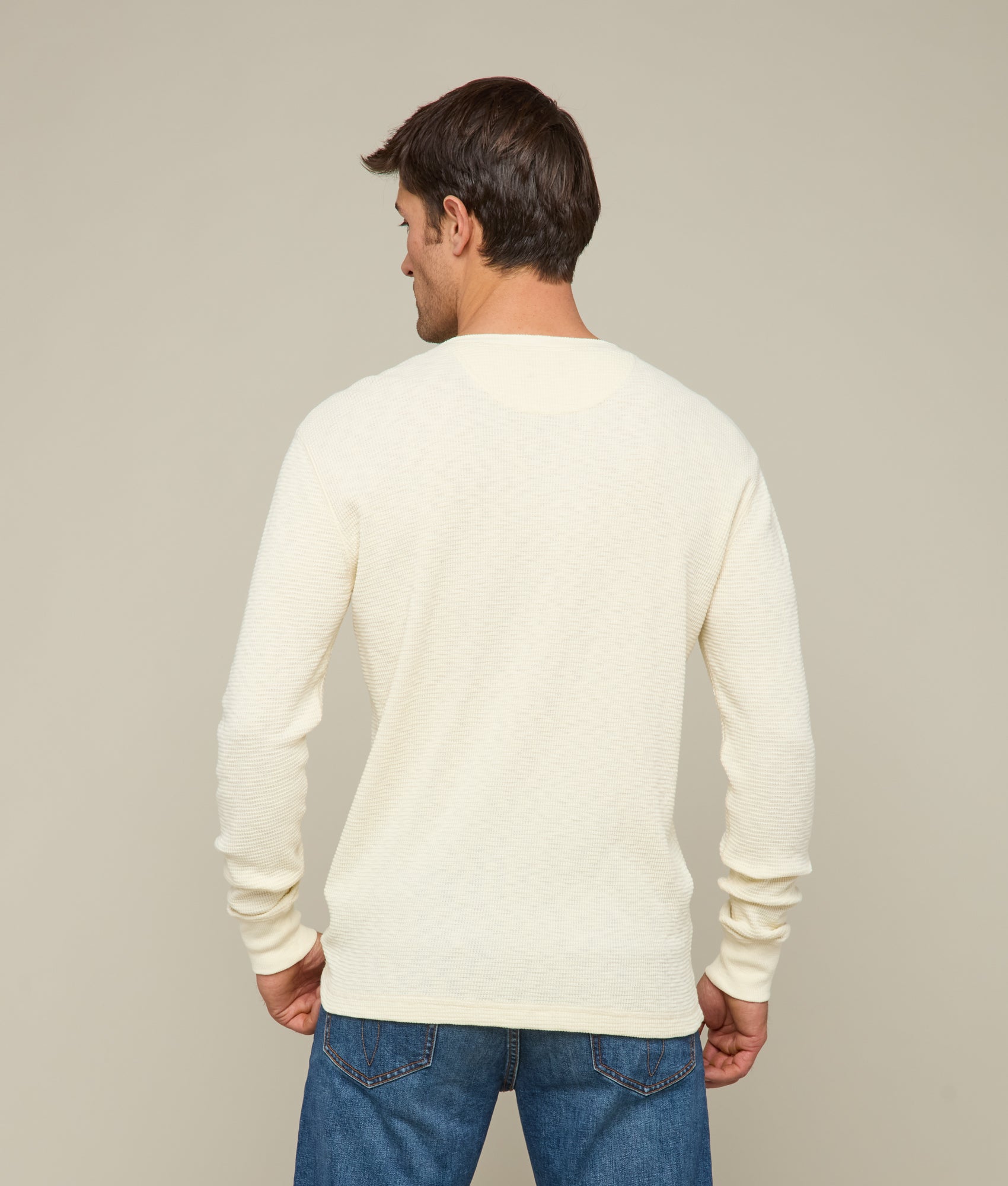 Waffle Henley Shirt for Men - Soft & Breathable Ecru Cotton Top | Perfect for Casual Wear, Layering & Outdoor Activities
