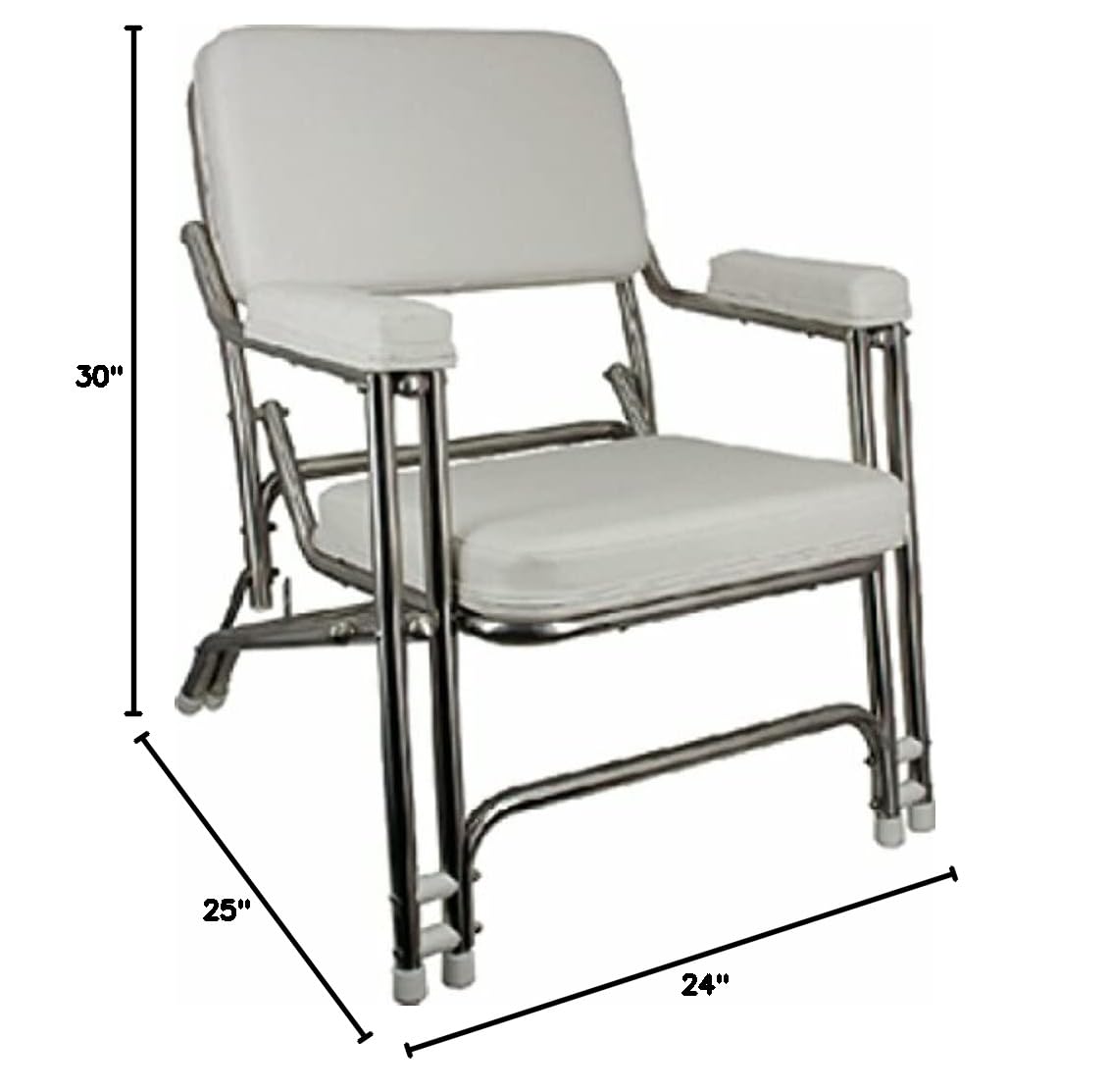 Springfield Marine Classic Folding Deck Chair - Stainless Steel Frame, Weather-Resistant Outdoor Lounge Chair for Poolside, Beach, Patio, and Boat Deck Relaxation